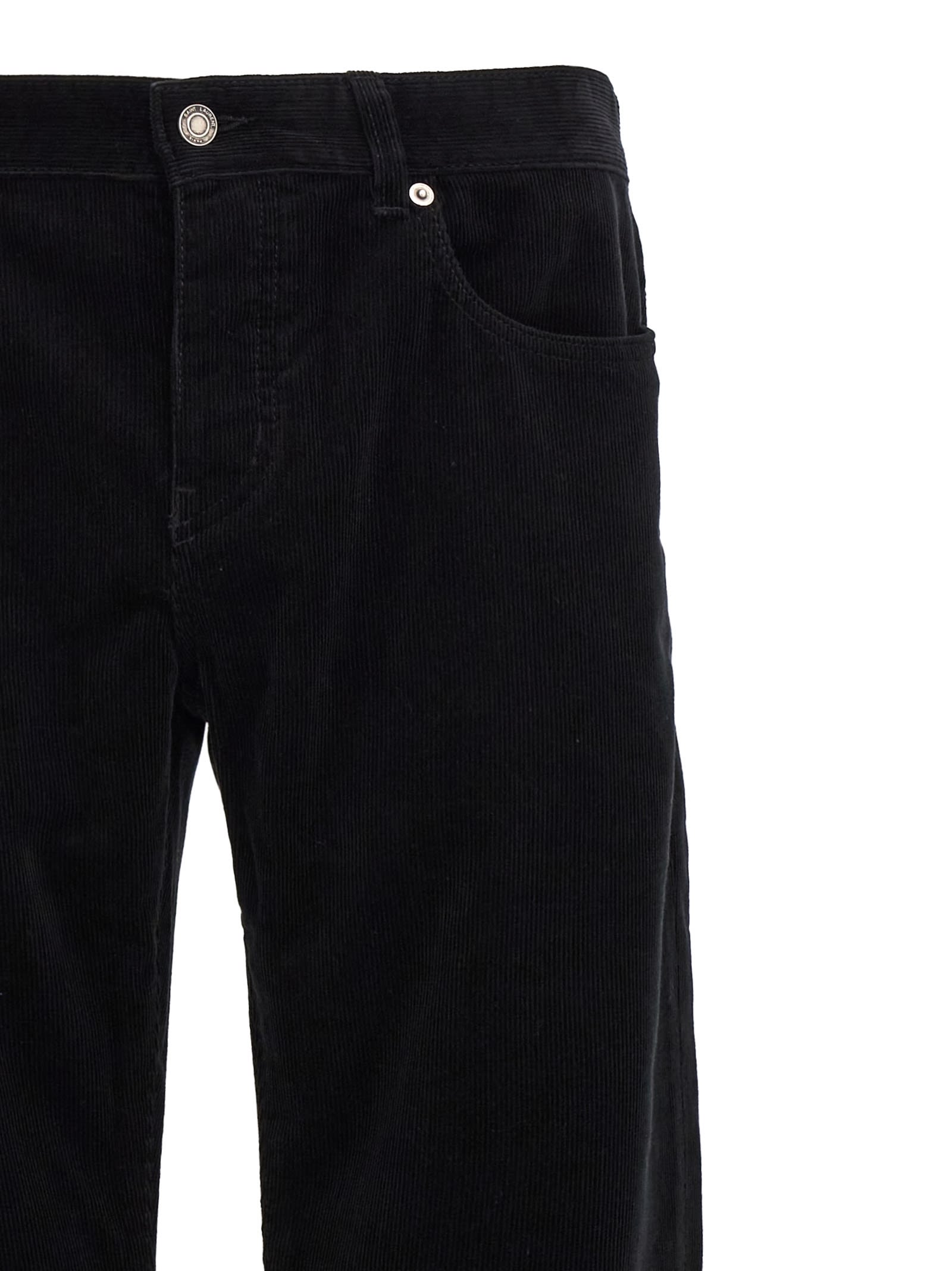 Shop Saint Laurent Corduroy Trousers In Black