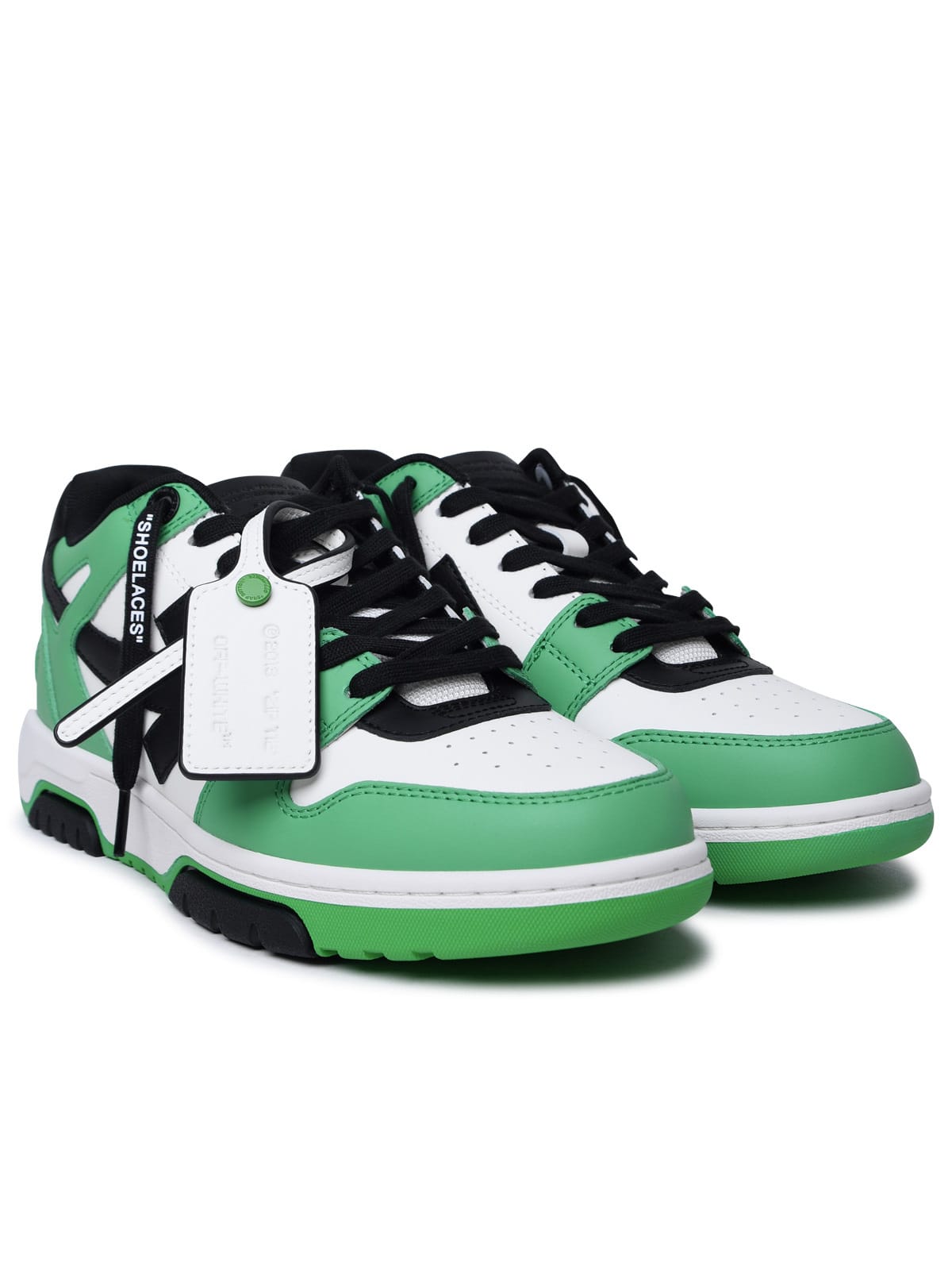 Shop Off-white Out Of Office Green Leather Sneakers In Green/black
