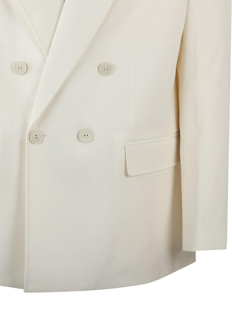 Shop Valentino Double-breasted Long-sleeved Blazer In White