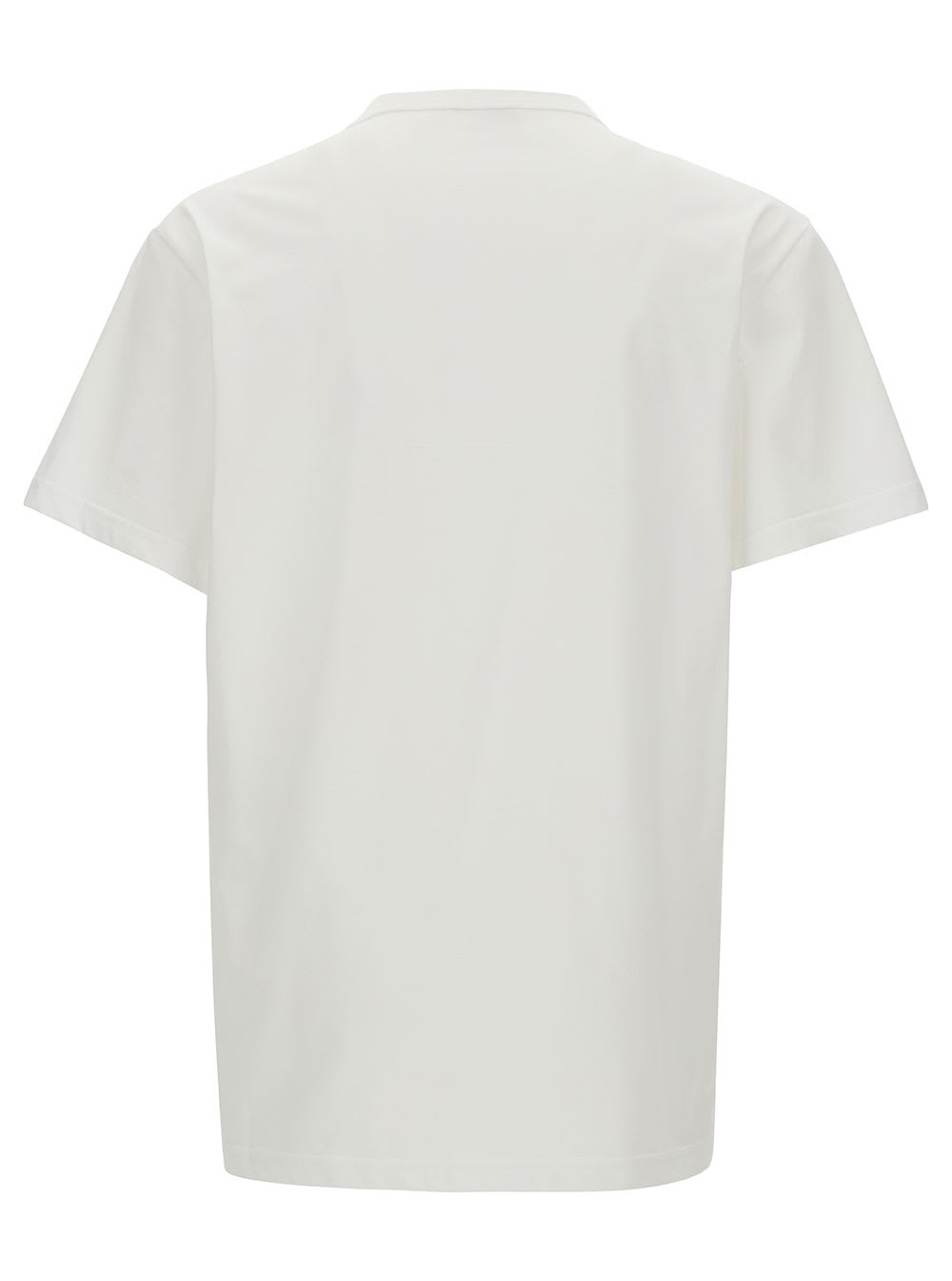 Shop Alexander Mcqueen White Crewneck T-shirt With Contrasting Logo Print In Cotton Man In White/black