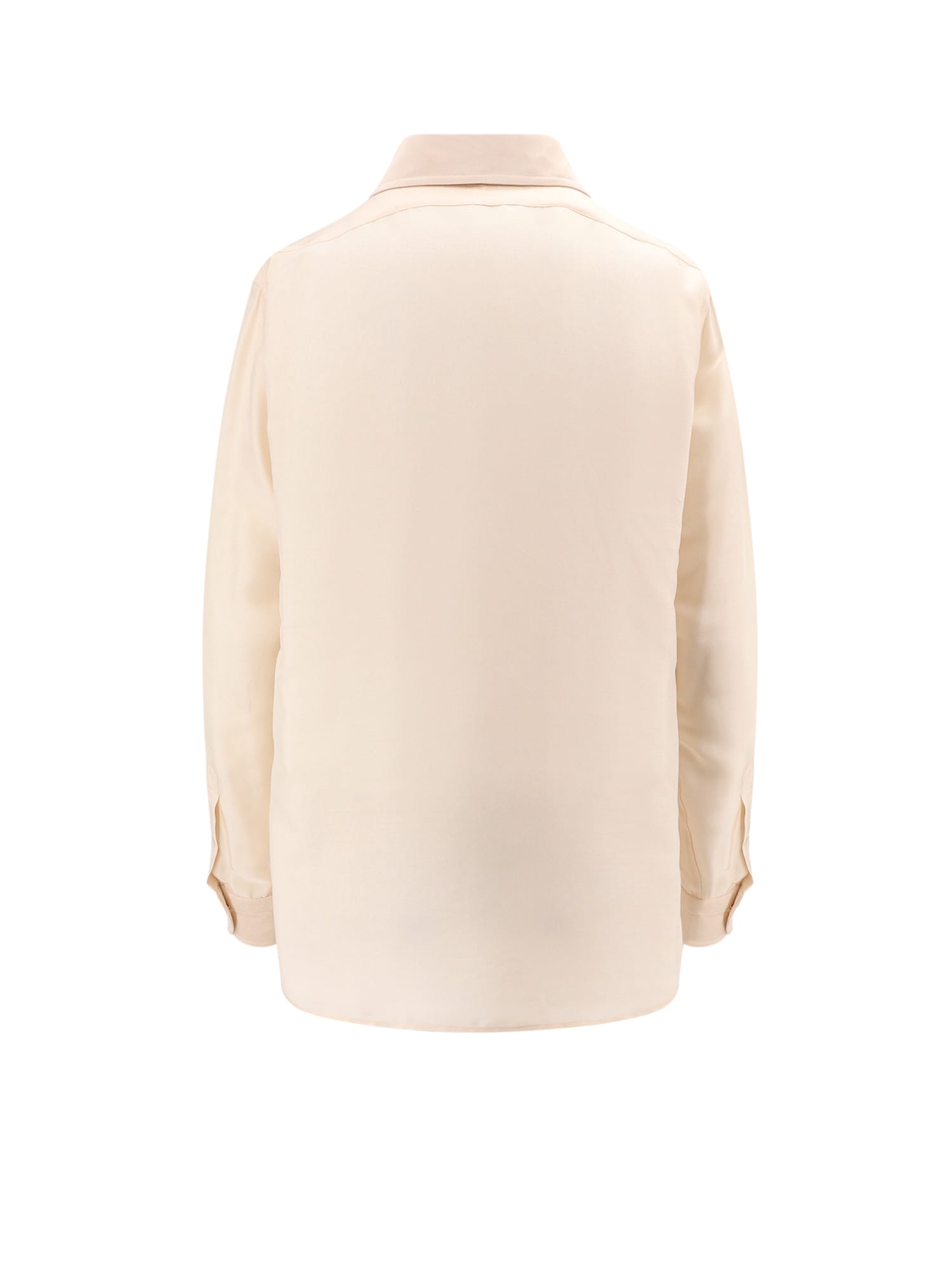 Tom Ford Silk Shirt With Pleated Detail And Pointed Collar In Pink