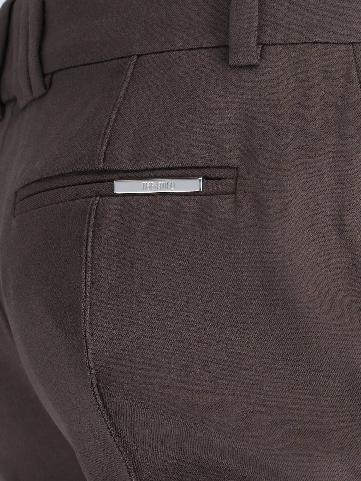 Attico Straight Leg Trousers Belt Loops In Brown