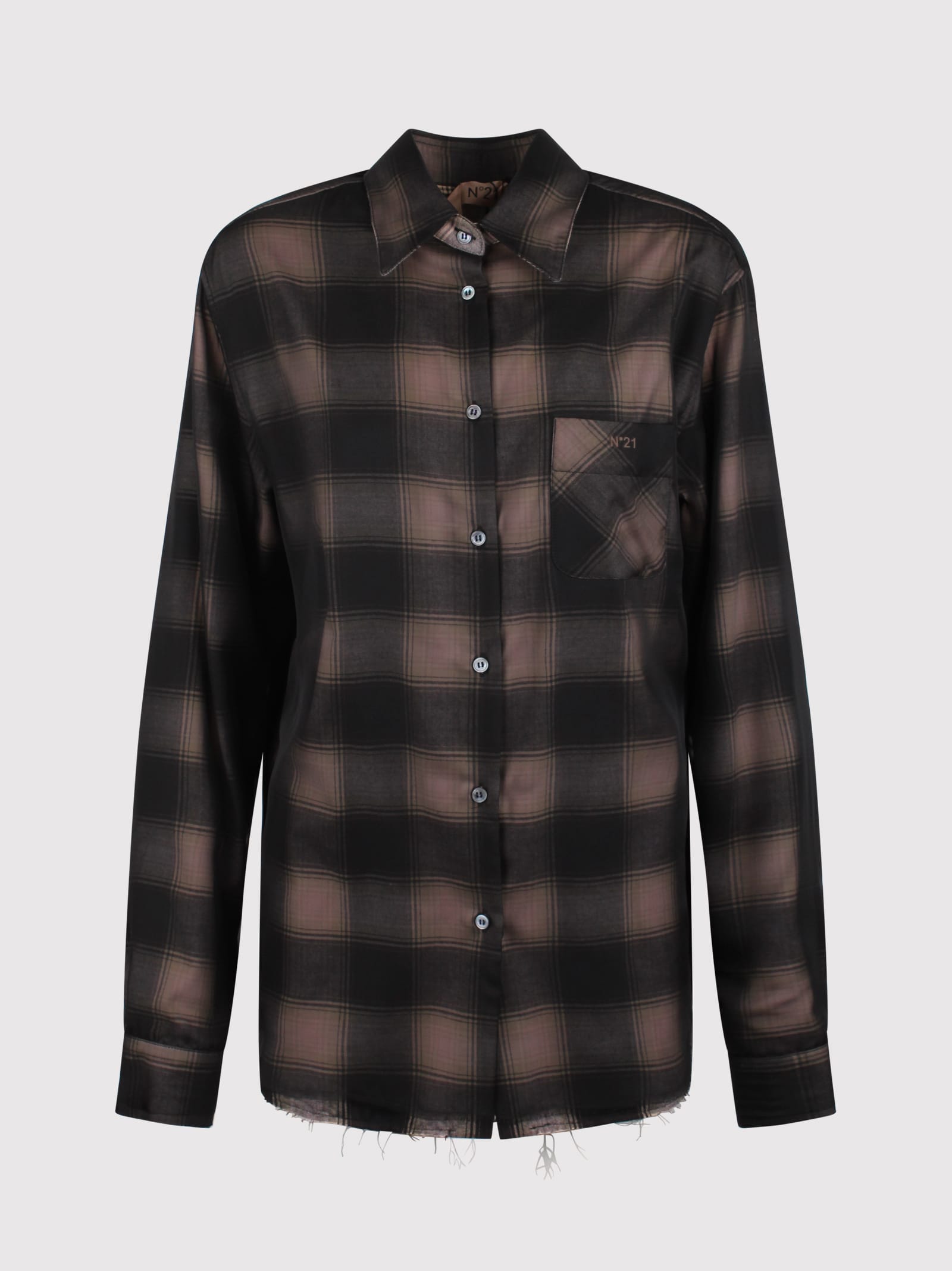 Black And Ecru Checked Shirt