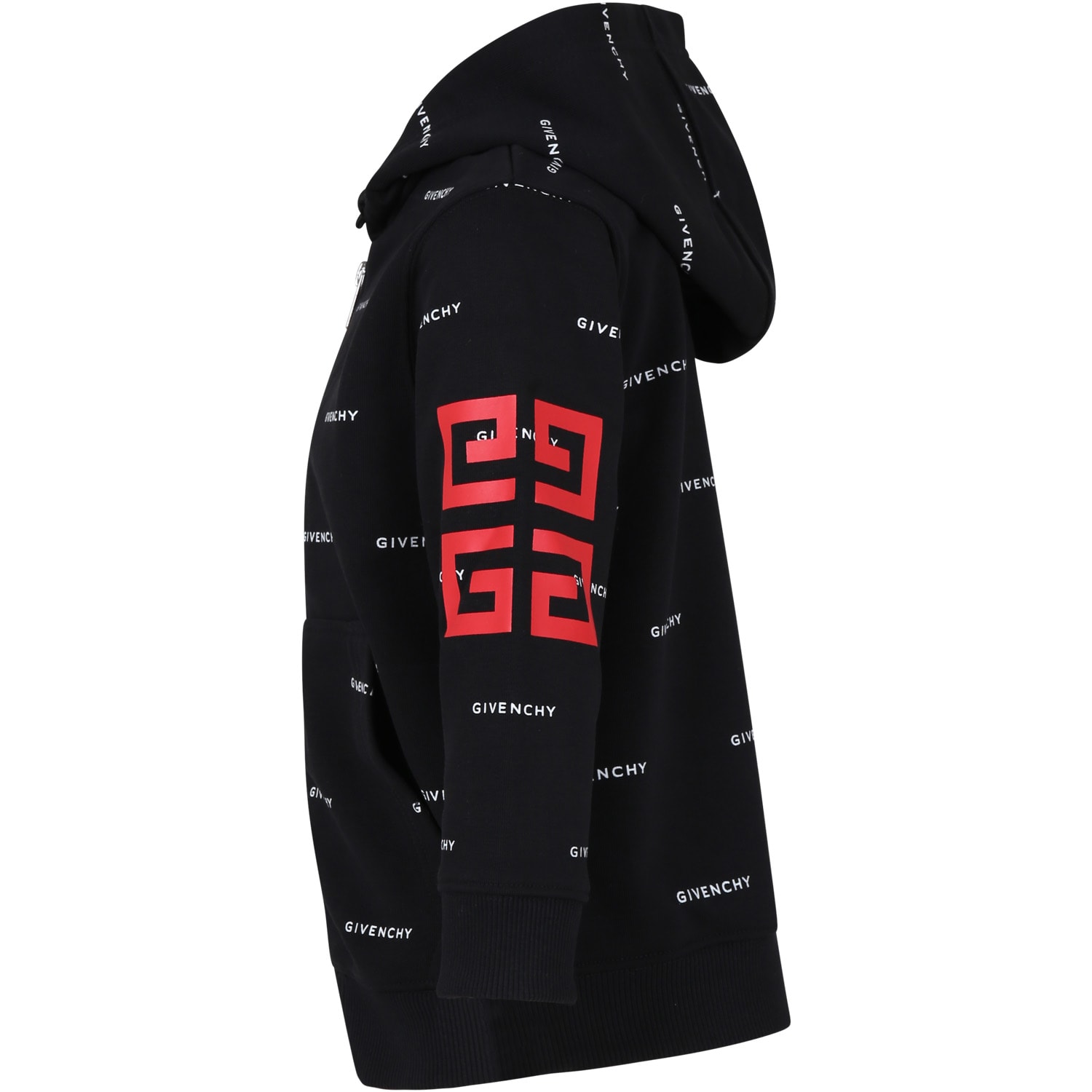 Shop Givenchy Black Hoodie For Boy With Logo In Nero E Bianco