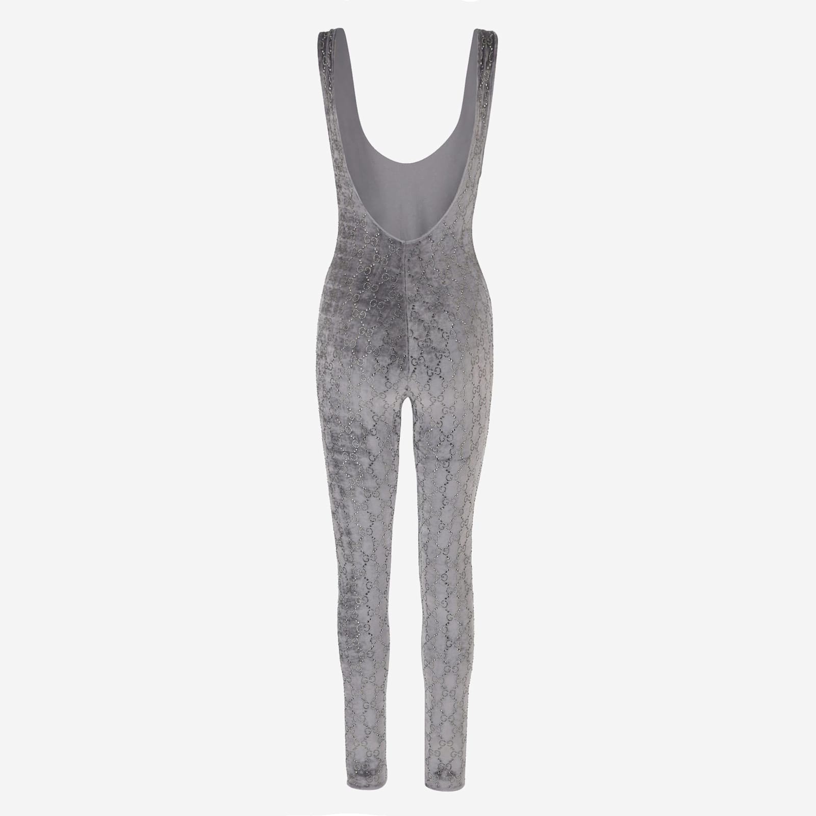 Gucci Crystal Chenille Sleeveless Jumpsuit Pattern In Gray