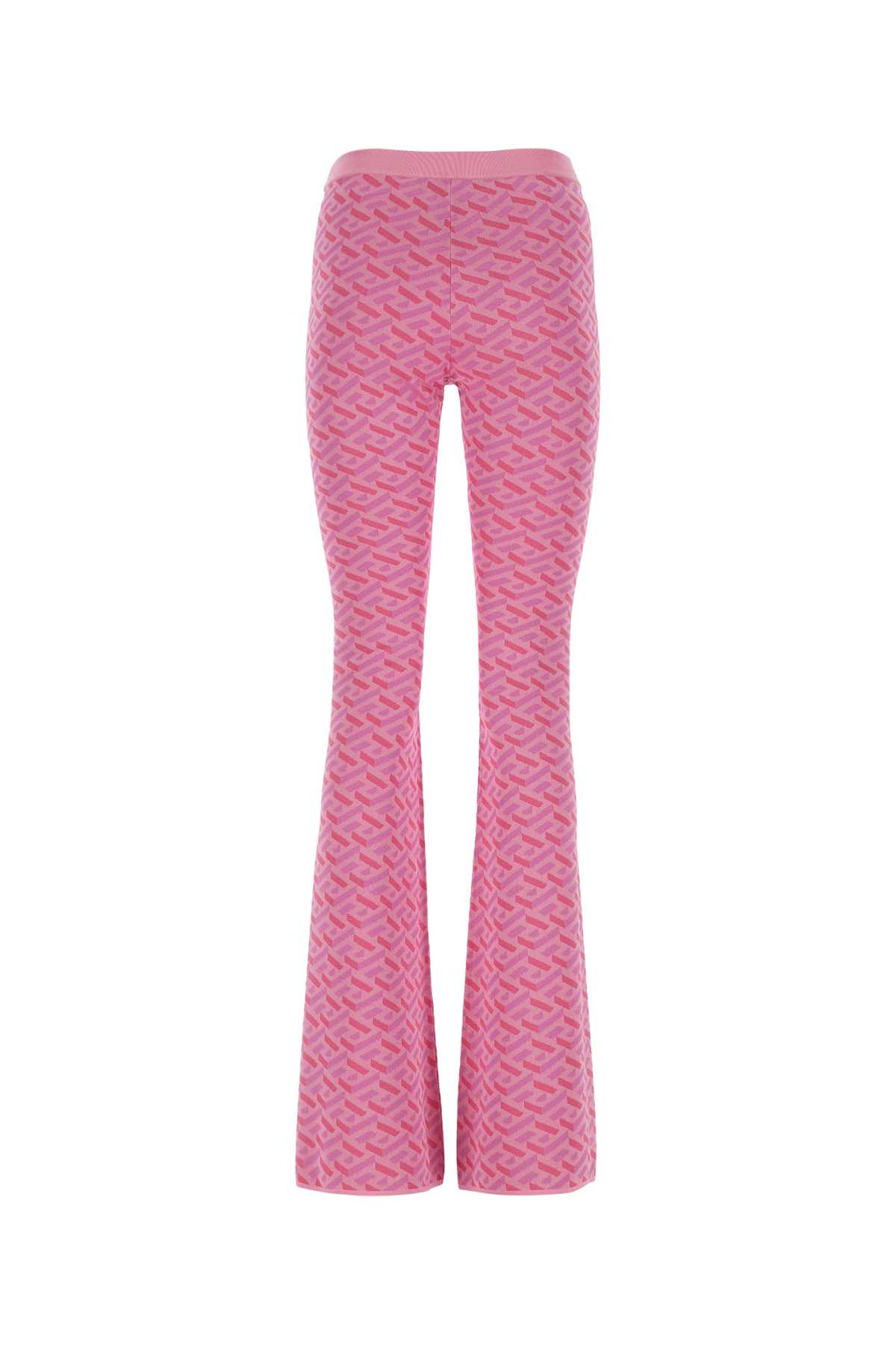 Shop Versace Embroidered Jacquard Pant In Pinkfuxia