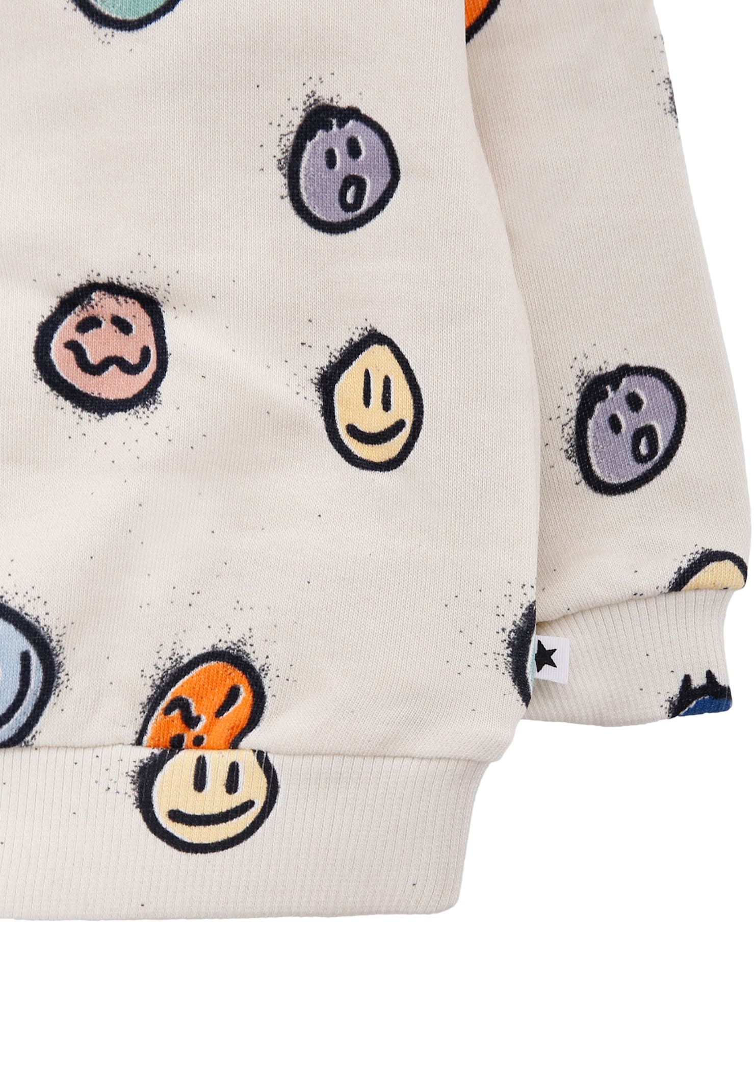 Molo Ivory Sweatshirt For Babykids With Smiley In White