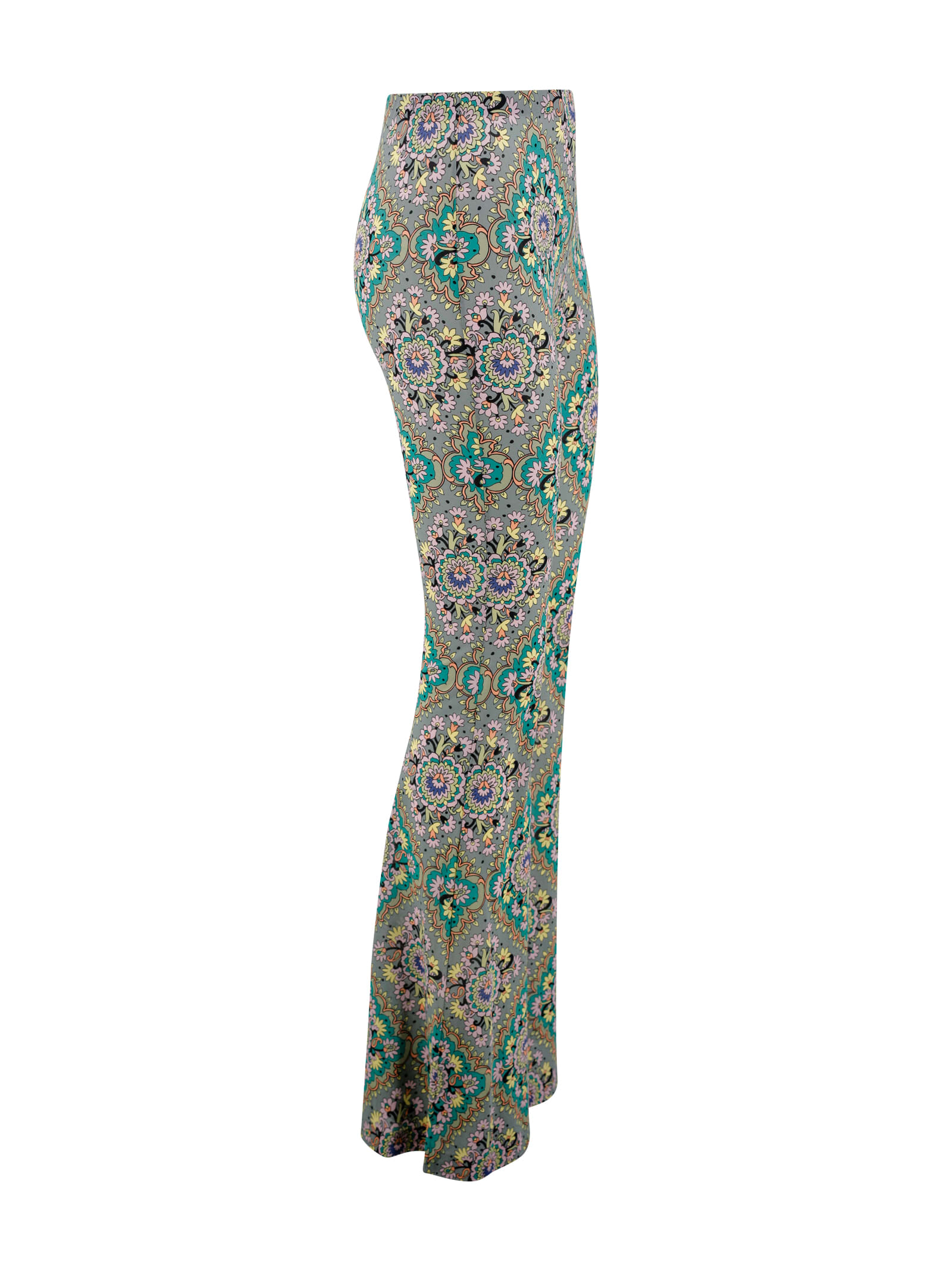 パンツ Etro Green Jersey Printed Flare Pants Printed crêpe jersey flared pants in multicoloured - Etro