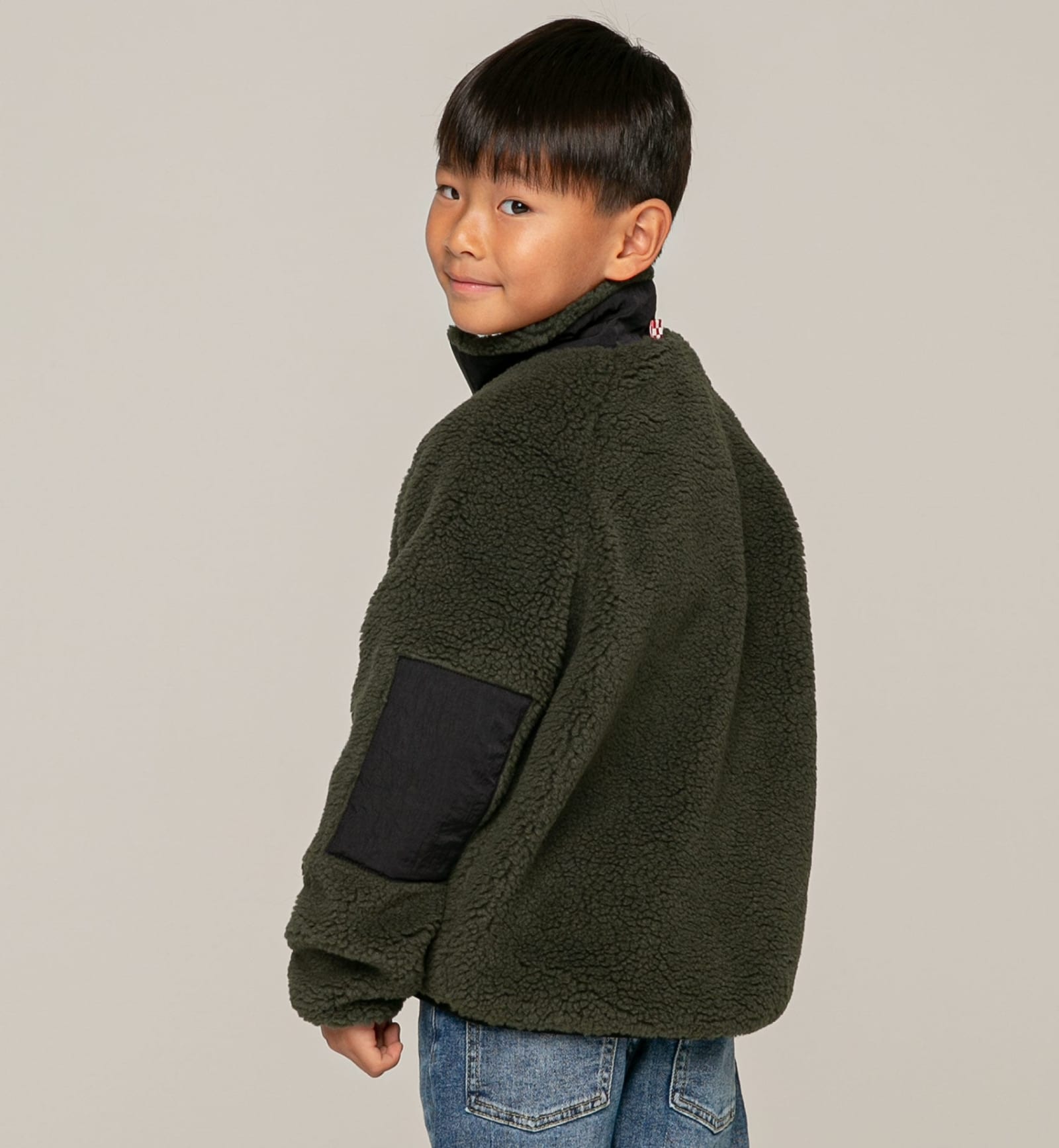 Shop Mc2 Saint Barth Kid Sherpa Jacket With Snoopy Patch Peanuts® Special Edition In Green