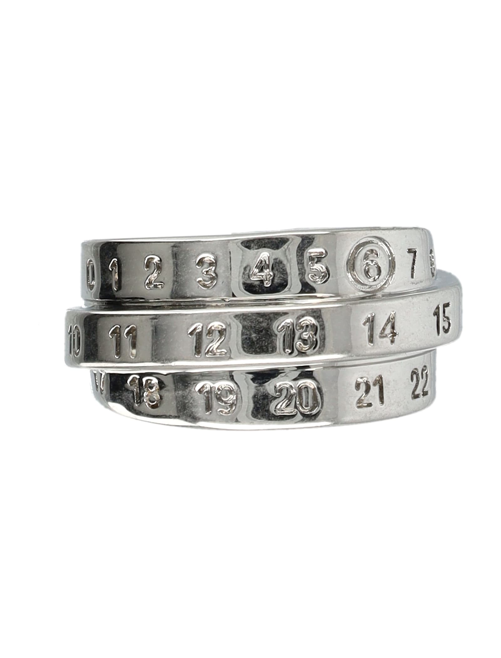 Mm6 Maison Margiela Adjustable Triple Logo Numeric Ring In Metallic