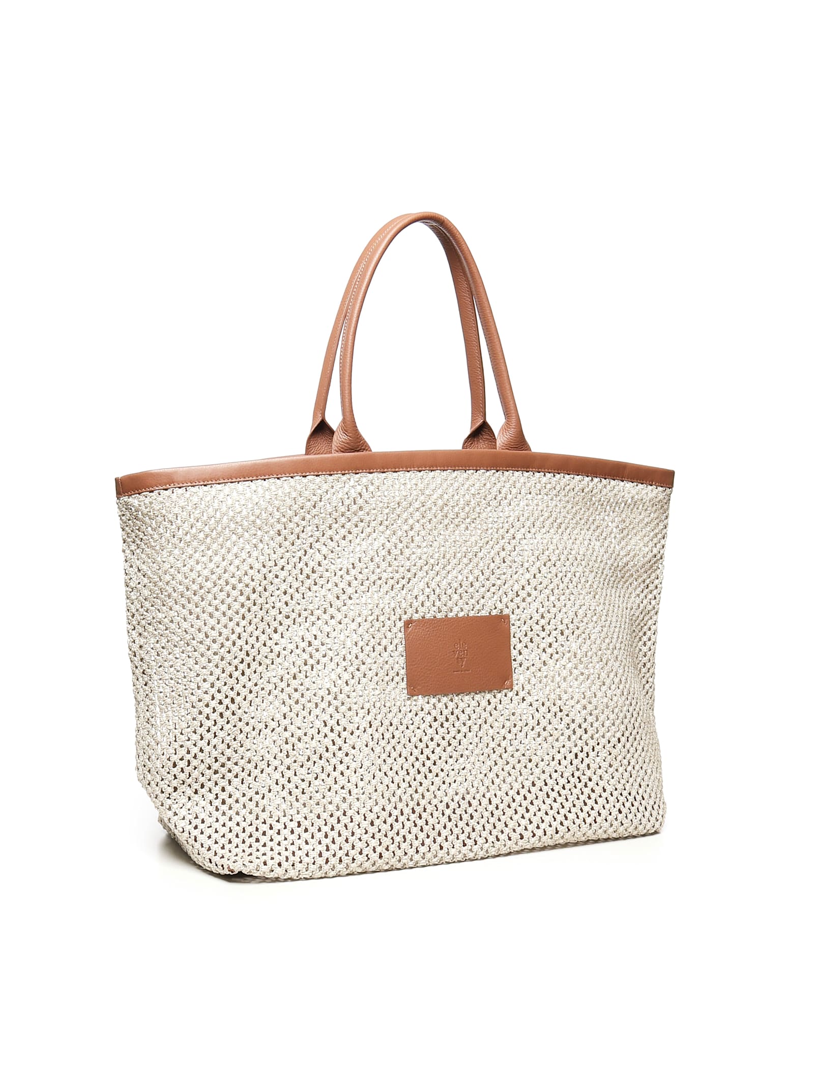 Eleventy Woven Tote Bag In Sand And Brown