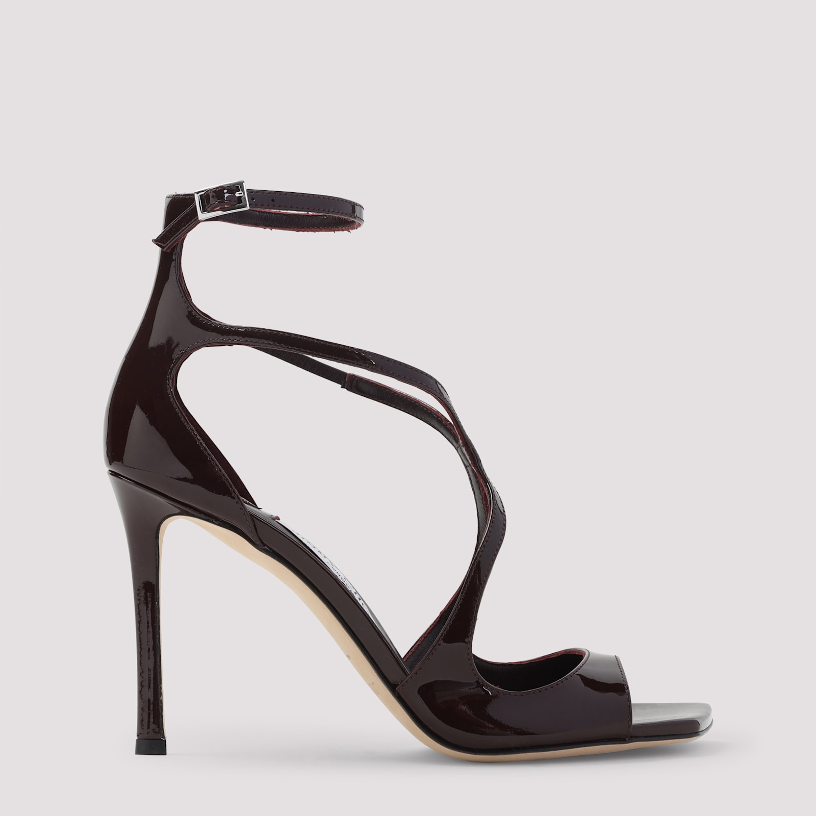 Jimmy Choo Azia 95 Sandals In Bordeaux Patent Leather In Burgundy