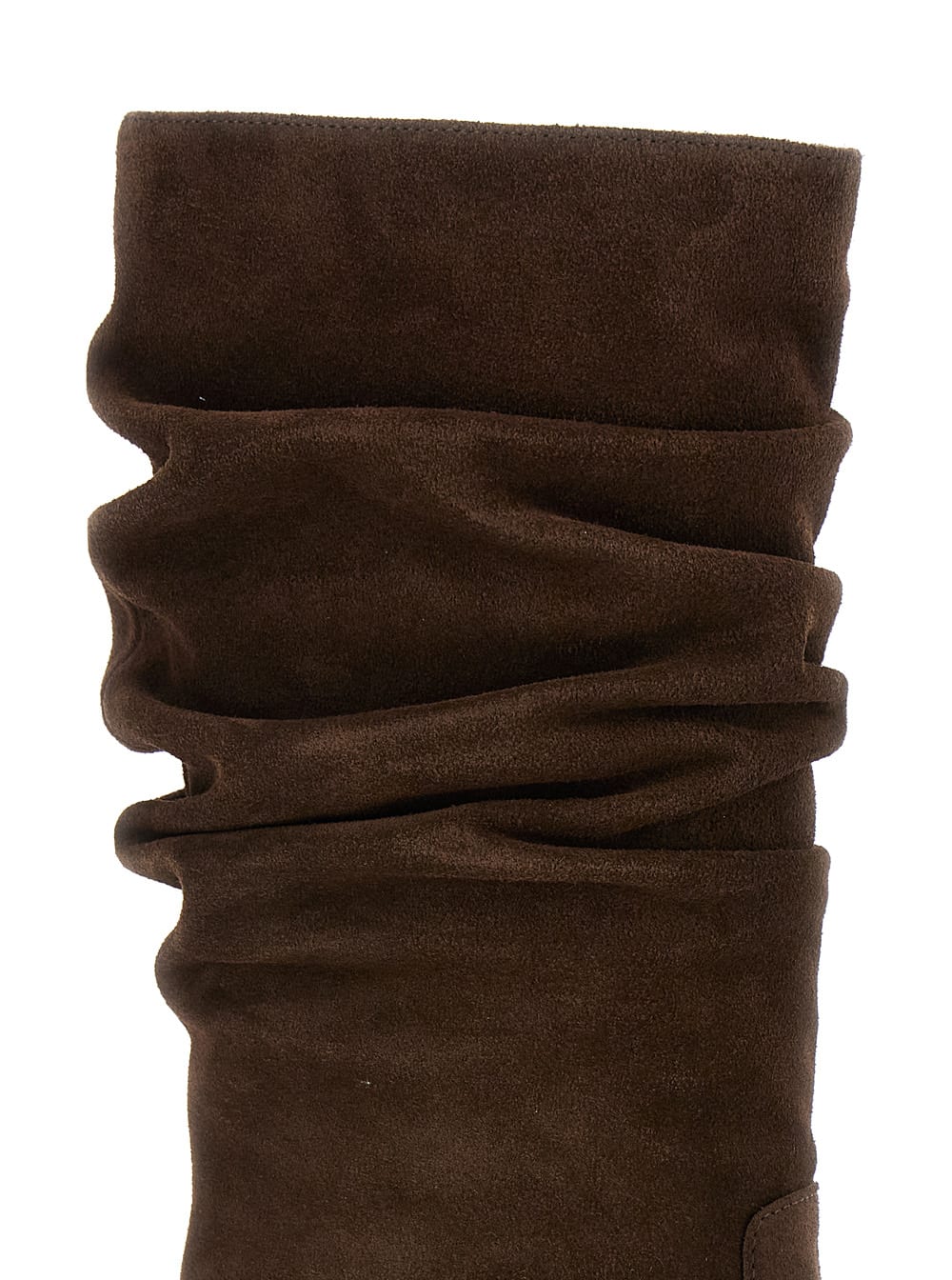 Shop Via Roma 15 Borwn Calf Boots With Round Toe In Suede Leather Woman In Brown