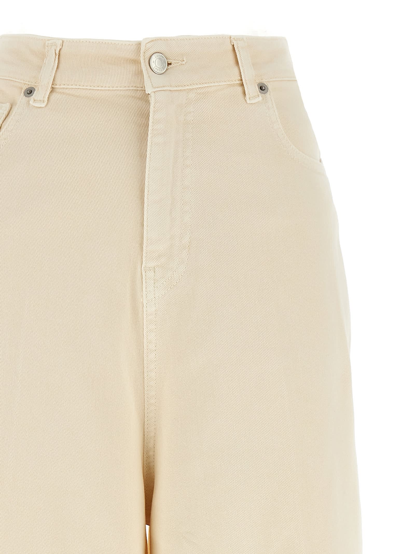 Nude High-waisted Wide Leg Jeans In Beige