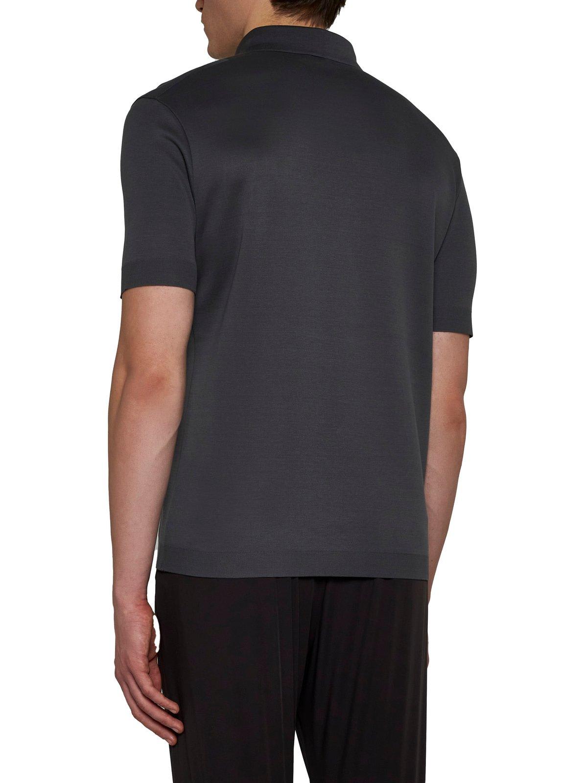 Shop Herno Short-sleeved Polo Shirt In Grigio Metallo