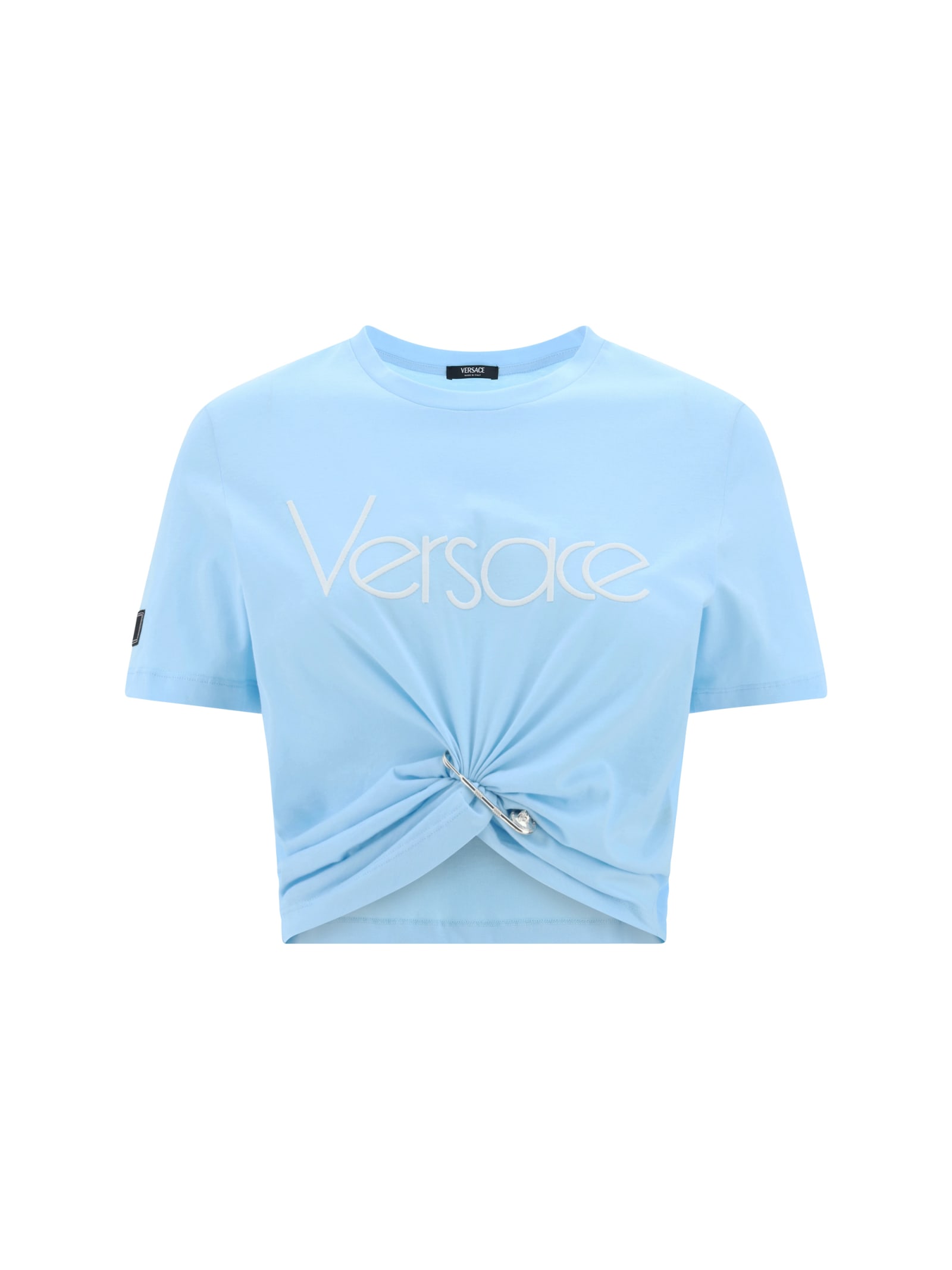 Shop Versace T-shirt In Pale Blue Bianco (light Blue)