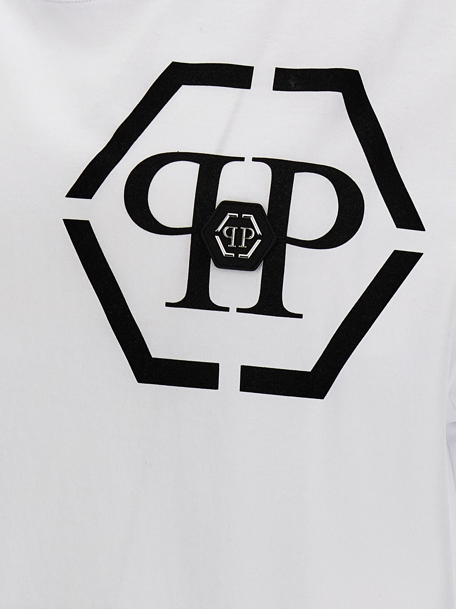 Shop Philipp Plein Logo T-shirt In White/black