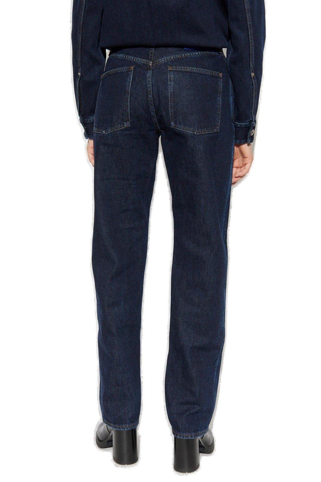 Burberry Logo Patch Straight-leg Jeans In Blue
