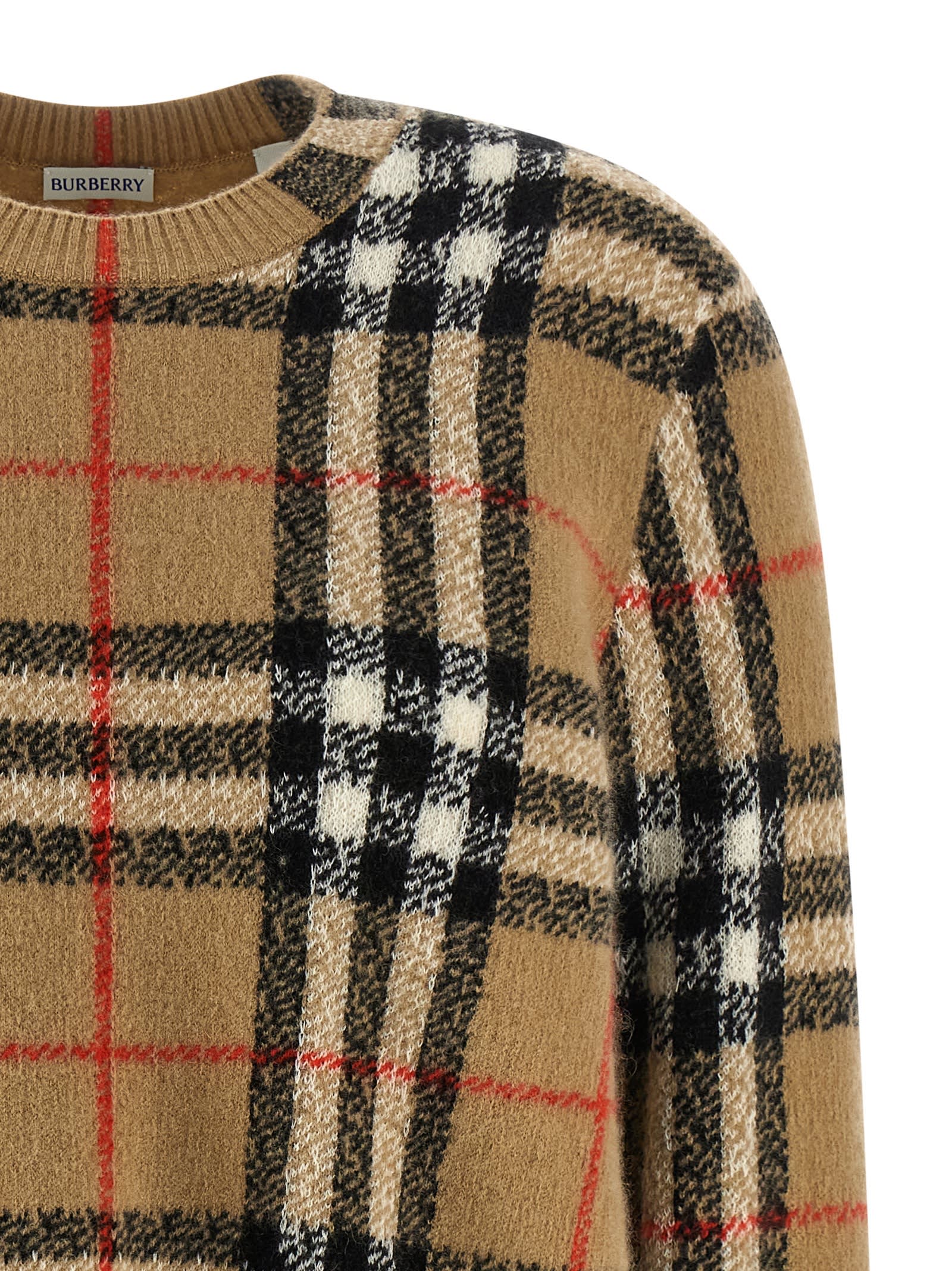 Burberry Check Wool And Cashmere Cardigan In Brown