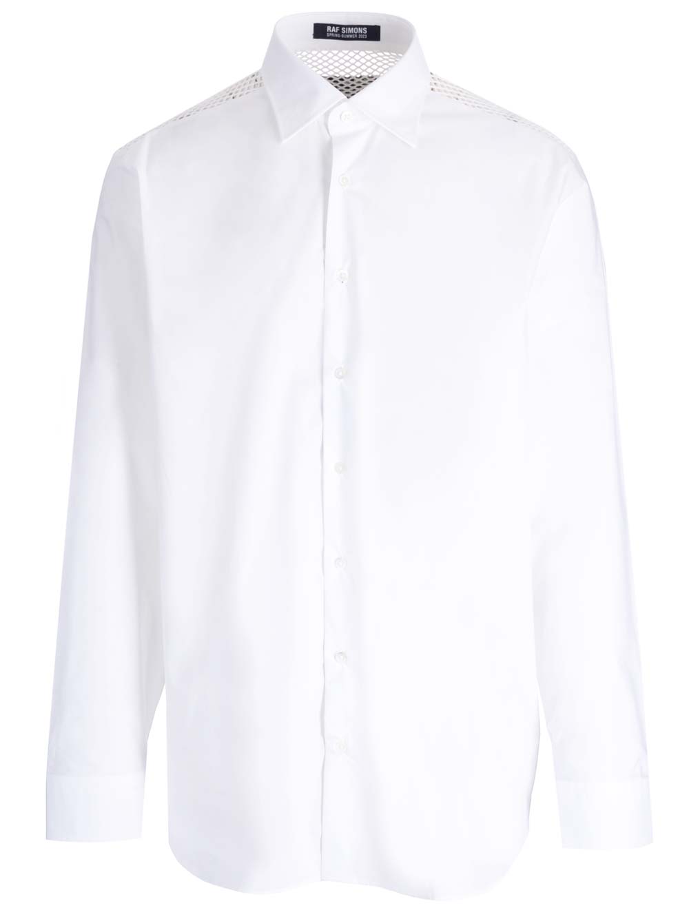 Raf Simons Mesh-panel Cotton Shirt In White