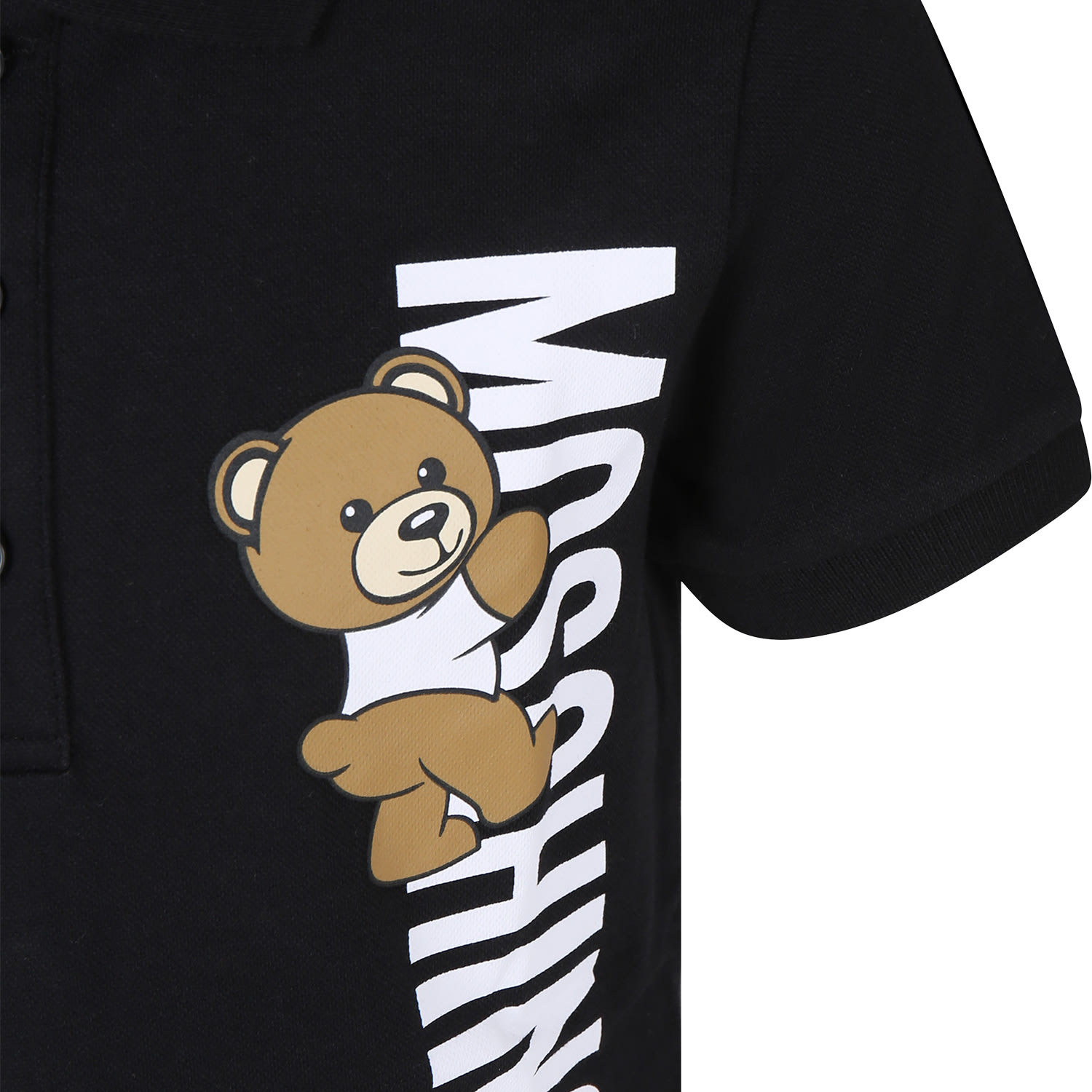 Shop Moschino Black Polo Shirt For Boy With Teddy Bear And Logo