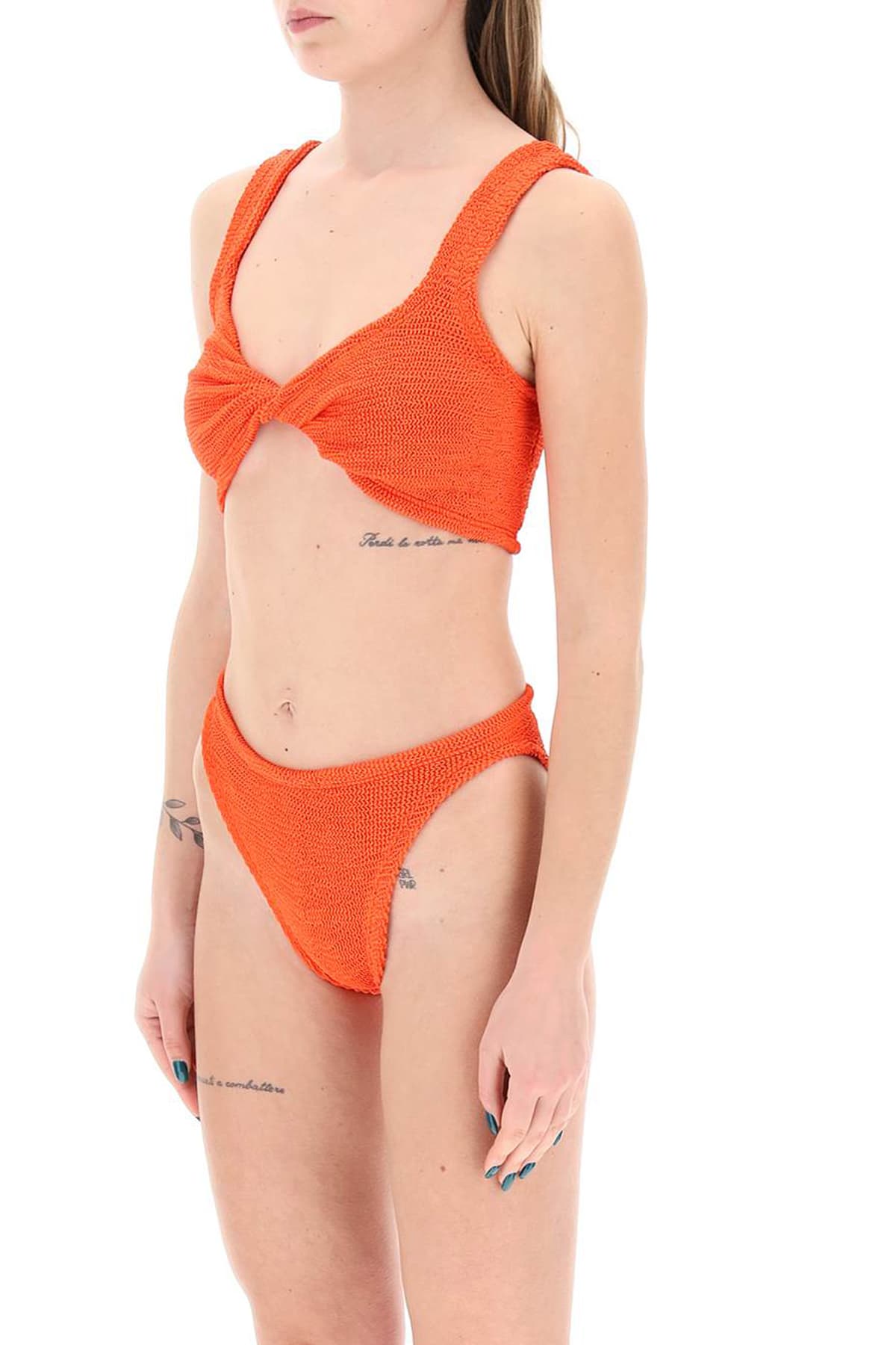 Shop Hunza G Juno Bikini Set In Metallic Tangerine (orange)