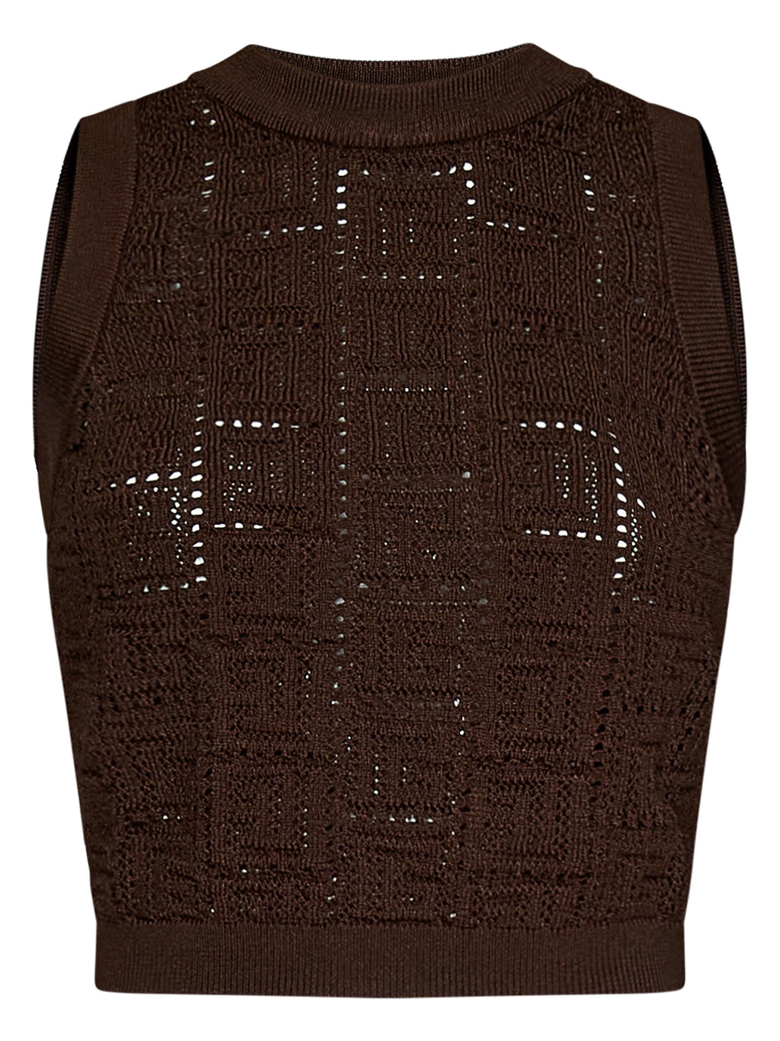 Balmain Cropped Off Shoulder Monogram Knit Top 'Noir/Blanc