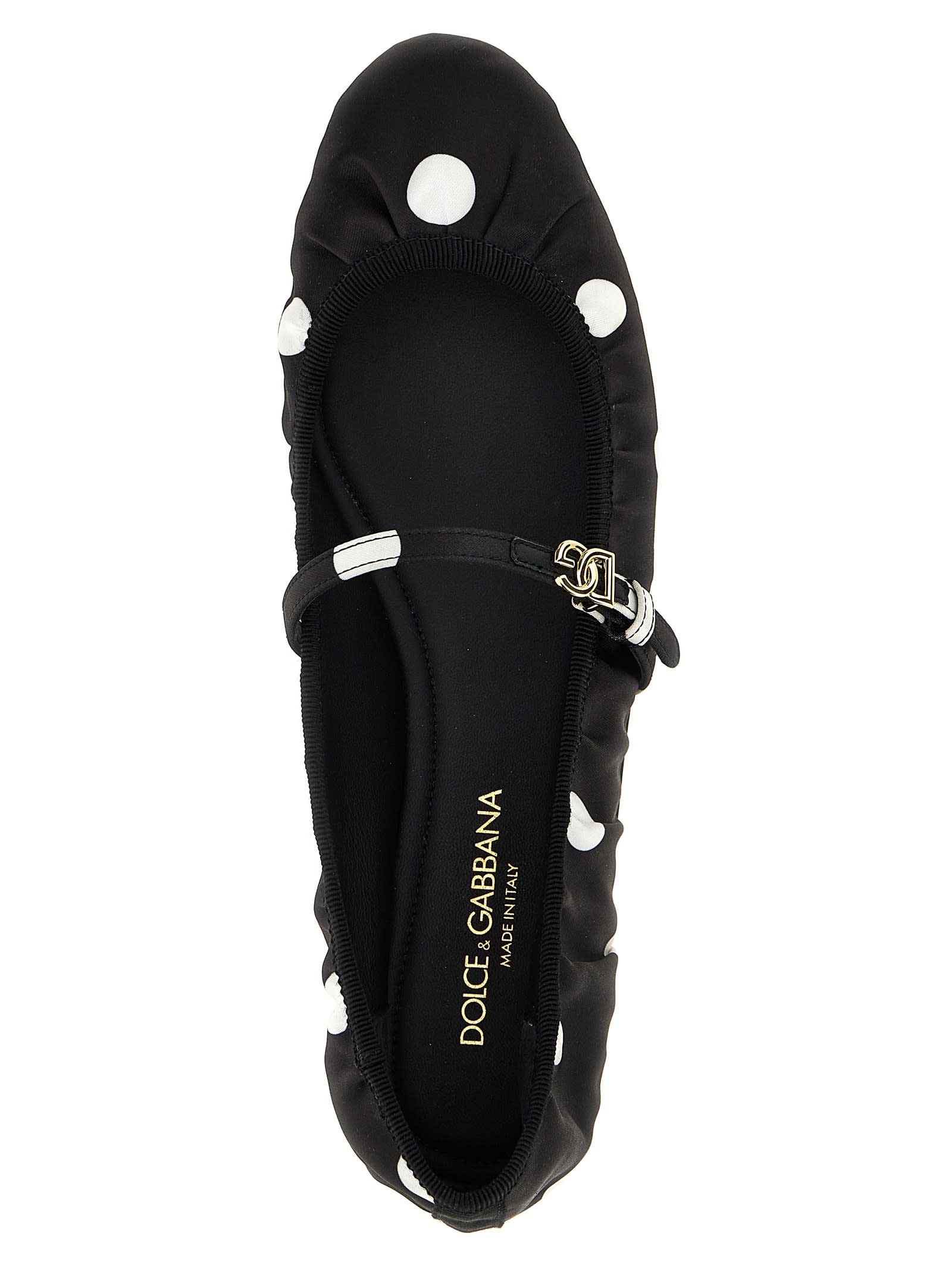 Shop Dolce & Gabbana Odette Ballet Flats In White/black