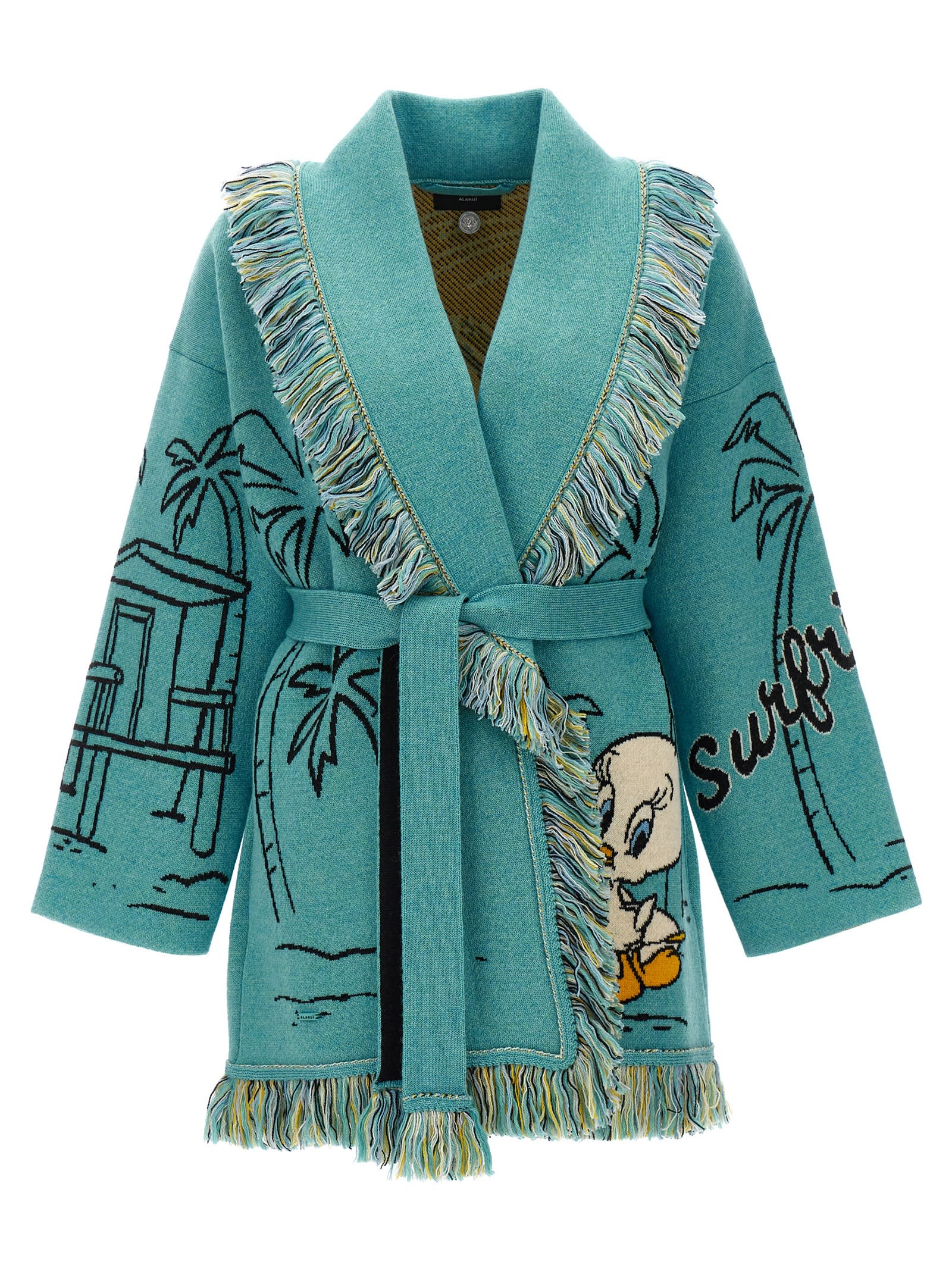 Shop Alanui X Looney Tunes Perfect Waves Cardigan In Light Blue