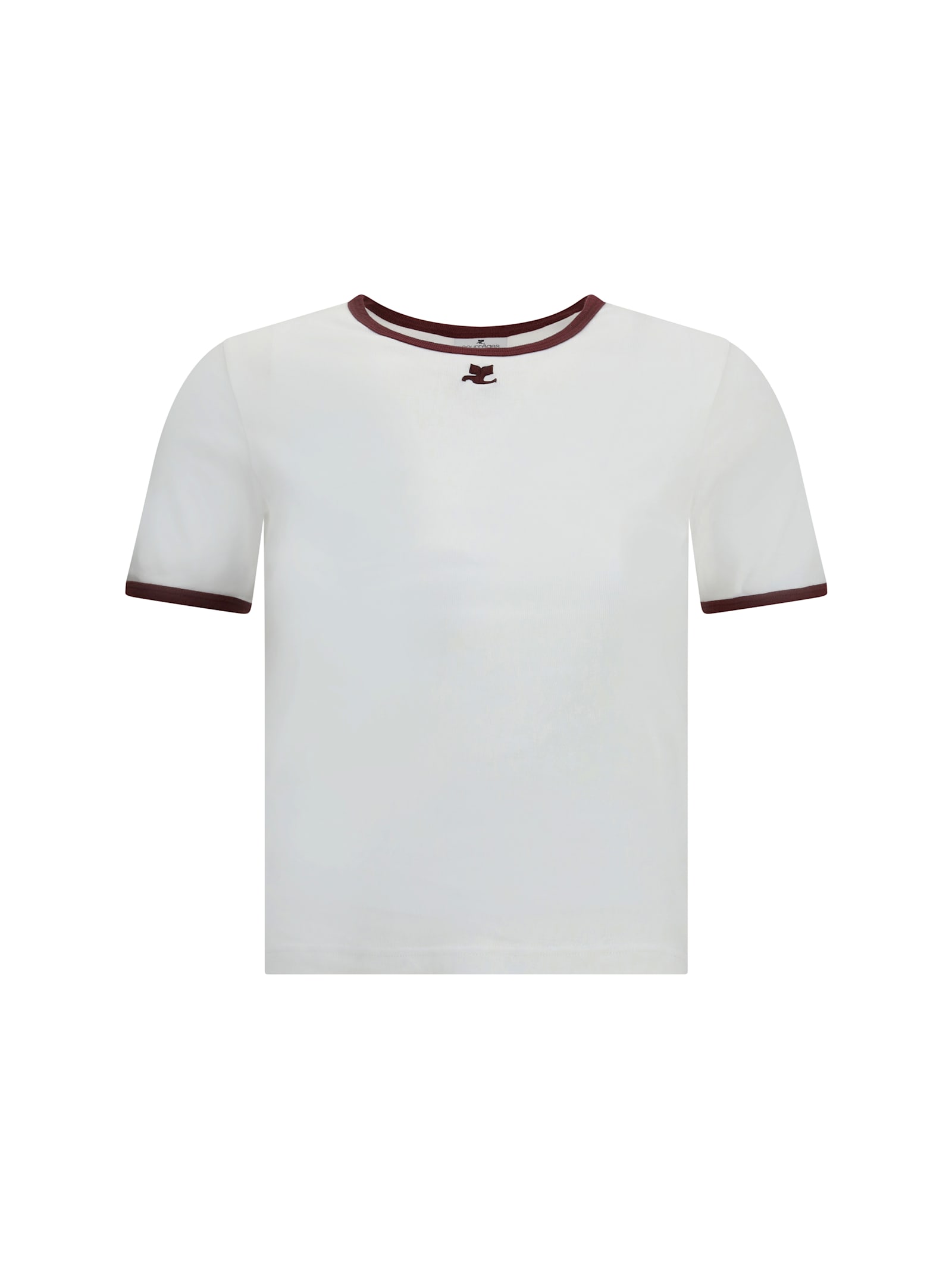 Courrèges Contrast Trim Logo T-shirt In White