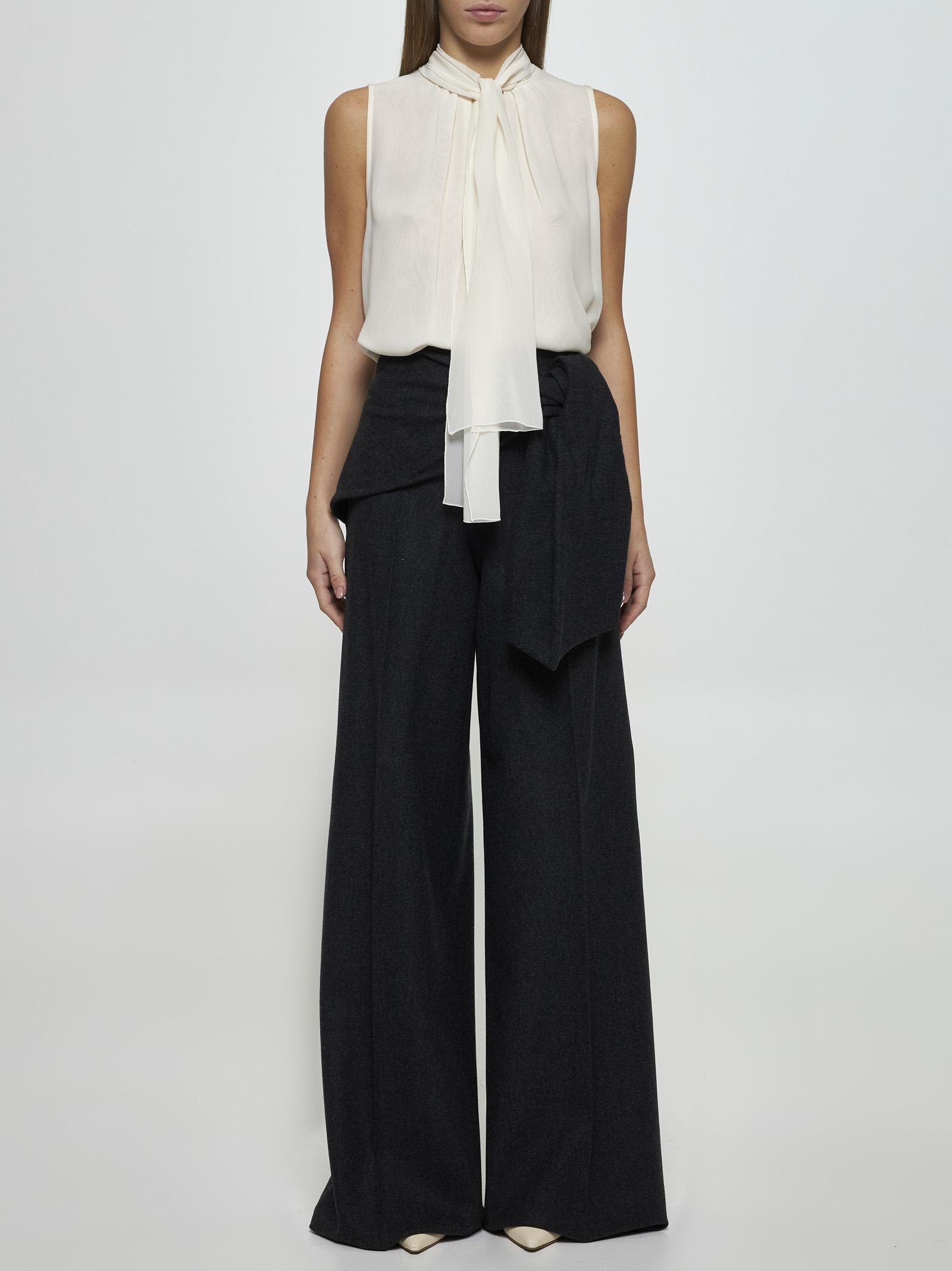 Shop Max Mara Arsenio Wool Felt Trousers In Antracite Mellange