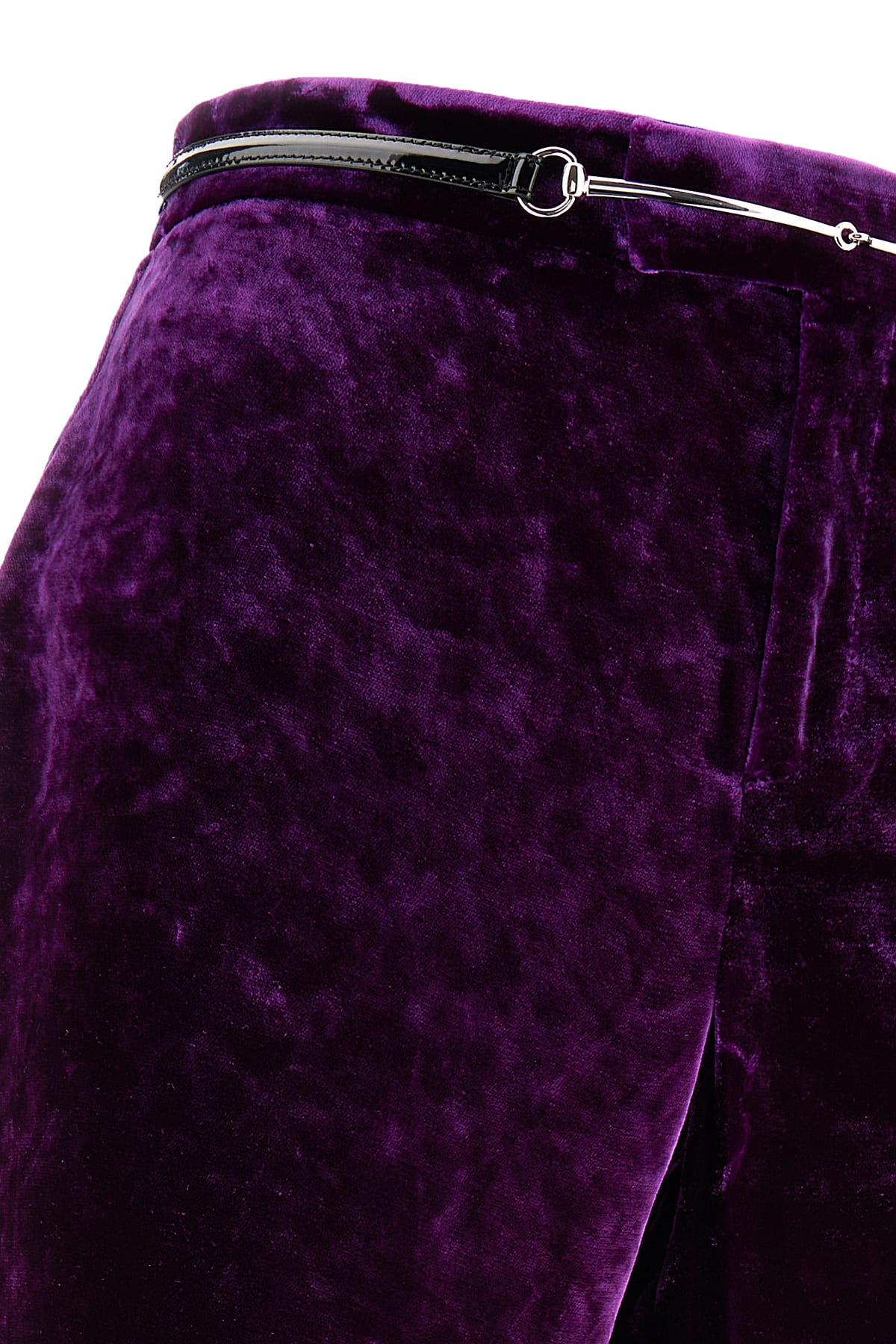 Shop Gucci Purple Velvet Pant In Black