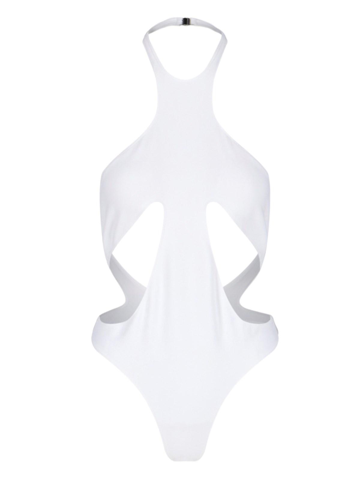Shop Mugler One-piece Swimsuit With Cutout Details In Snow