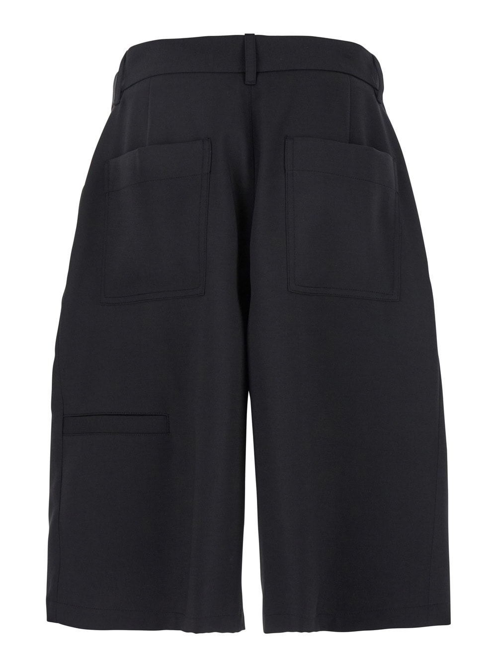 Wooyoungmi Bermuda Shorts With Front And Side Pleats In Black