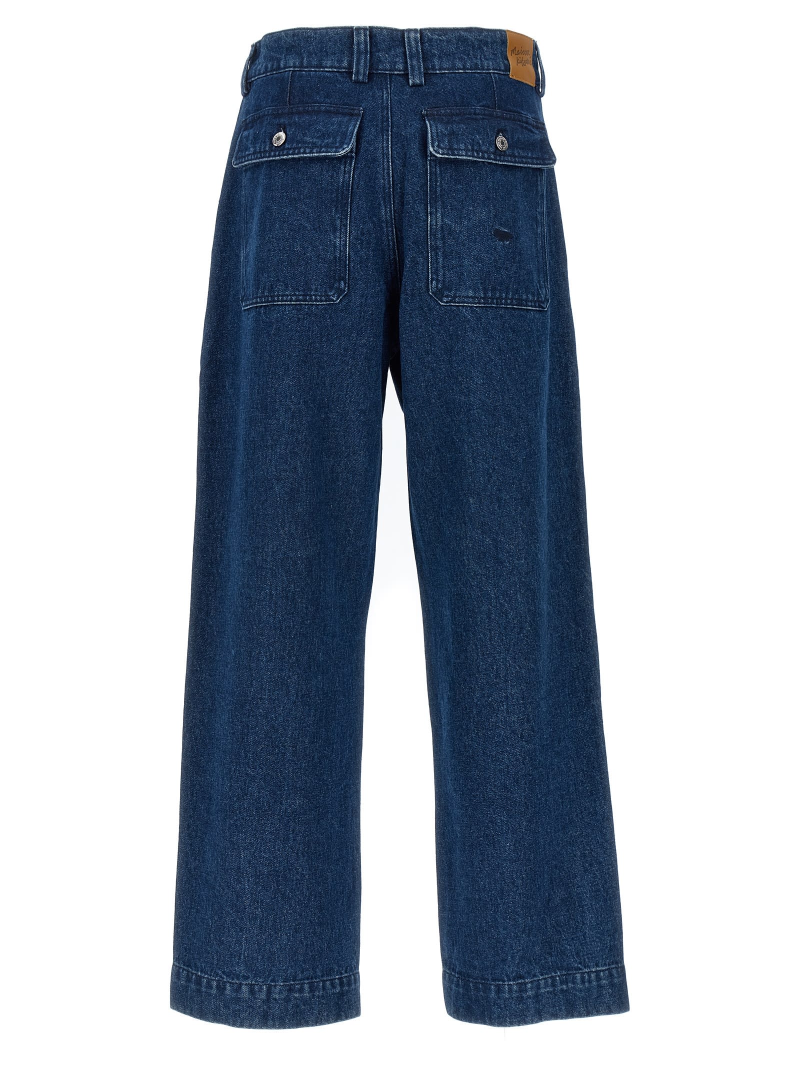 Shop Maison Kitsuné Workwear Jeans In Blue