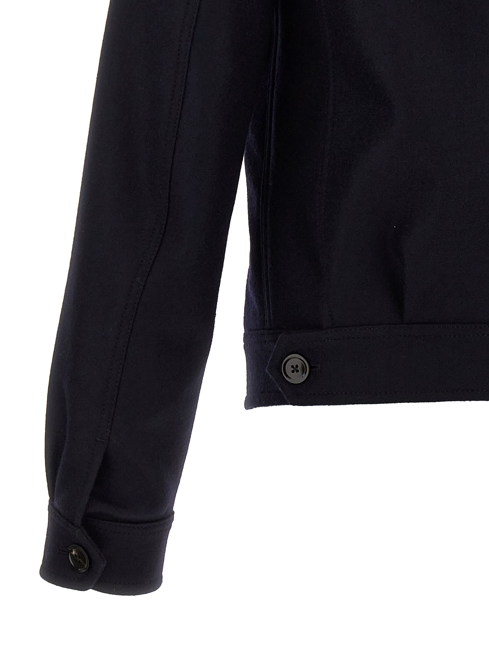 Shop Tom Ford Light Melton Officer Jacket In Blue