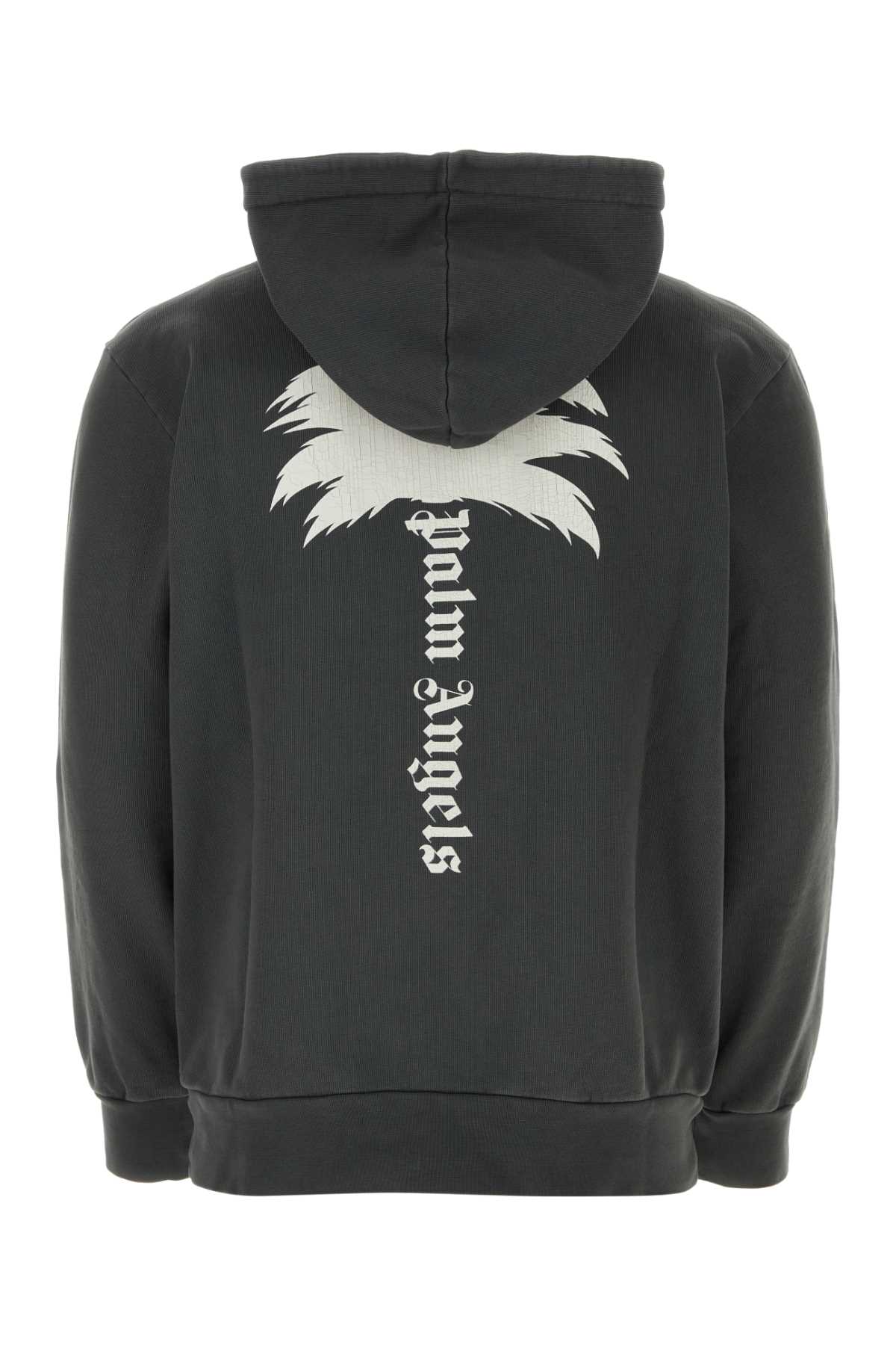 Palm Angels Dark Grey Cotton Sweatshirt In Darkgrey