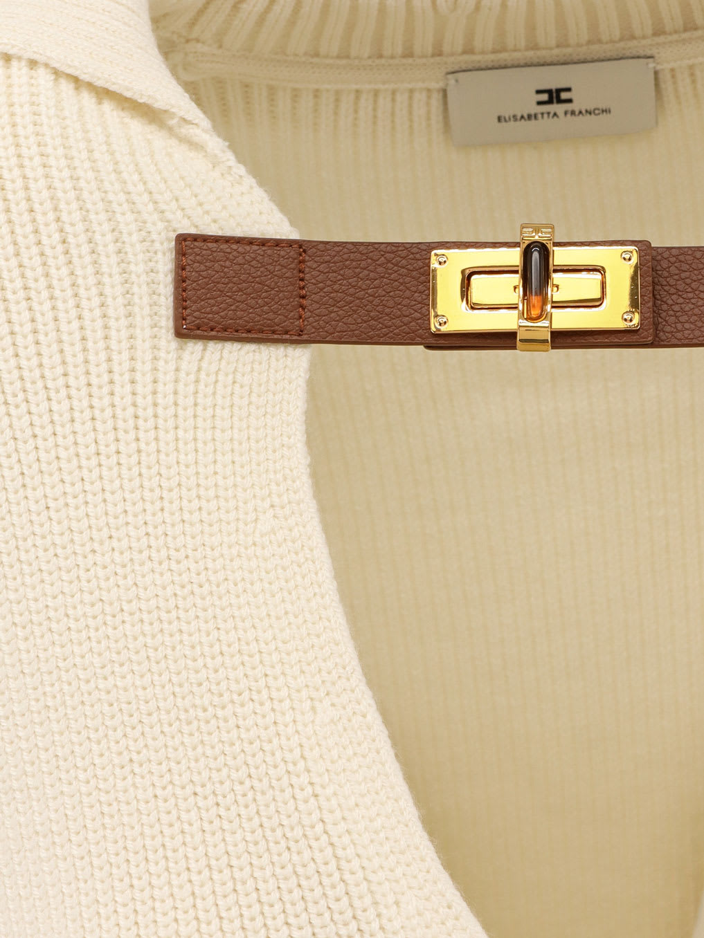 Elisabetta Franchi Wool Blend Sweater In Neutral