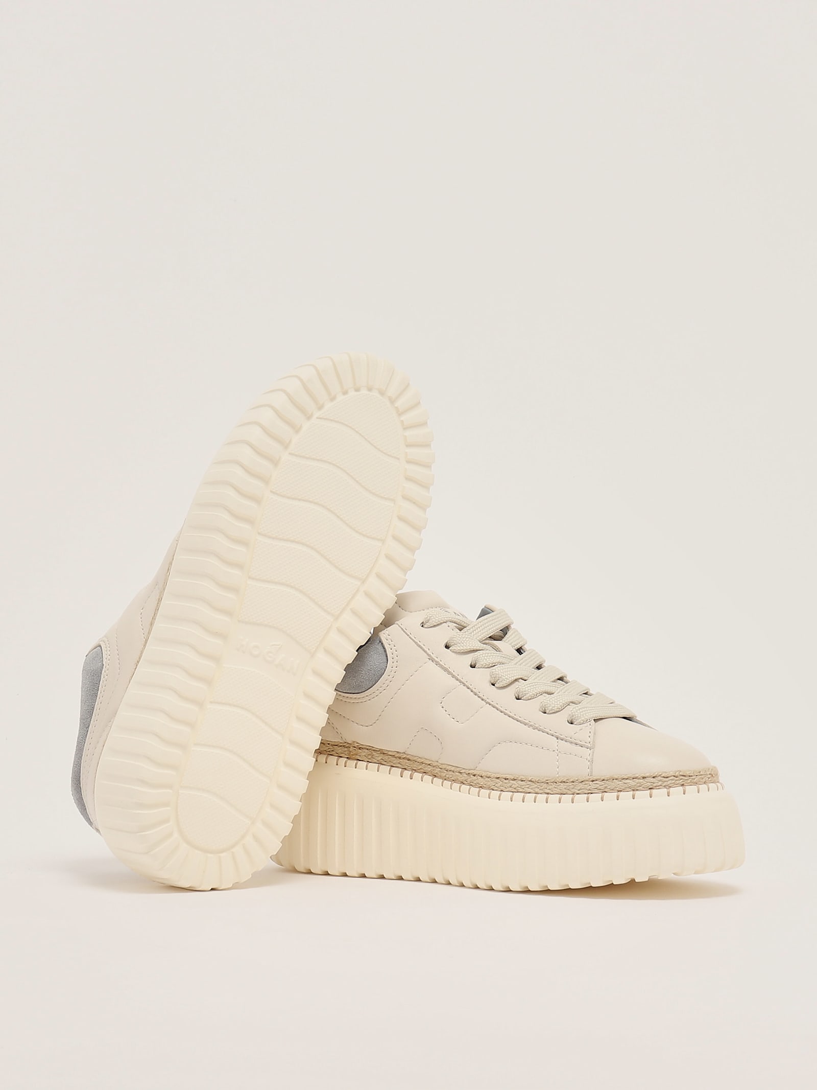 Shop Hogan H-stripes Platform Low-top Sneakers In Burro-avio