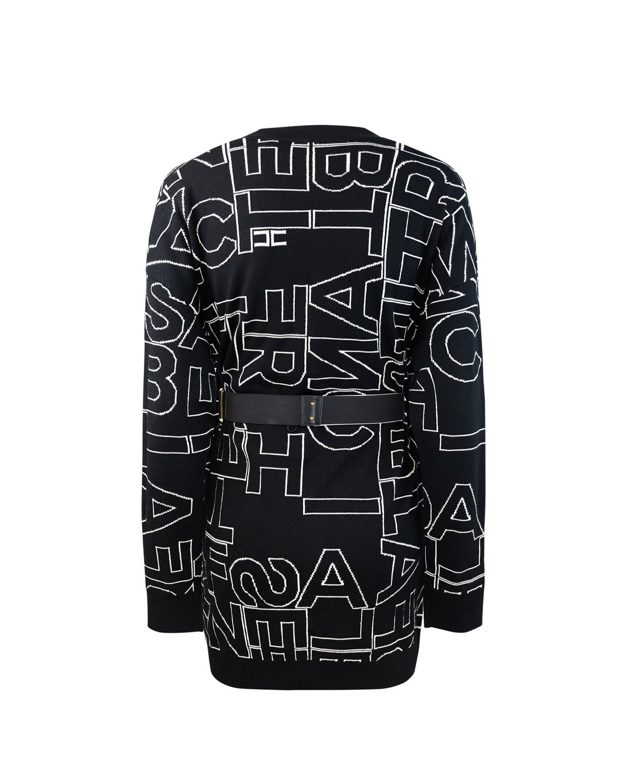 Shop Elisabetta Franchi Lettering Cardigan In Nero Burro