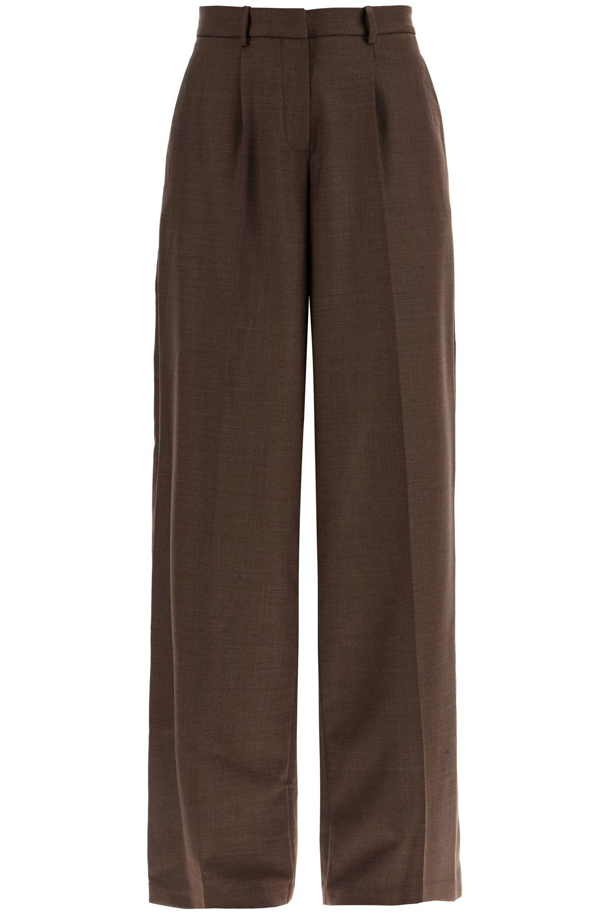 Shop Magda Butrym Wide Stretch Wool Trousers For Comfortable Fit In Brown (brown)