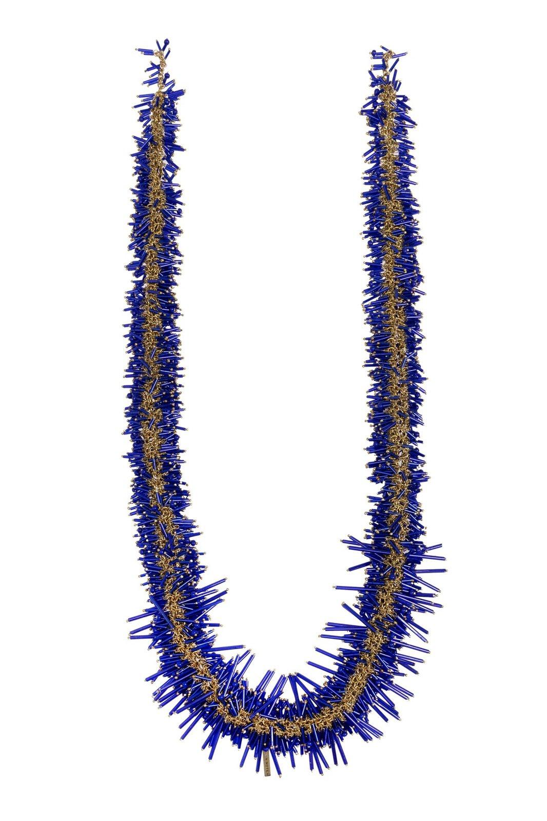 Shop Dries Van Noten Embellished Chained Necklace In Blue