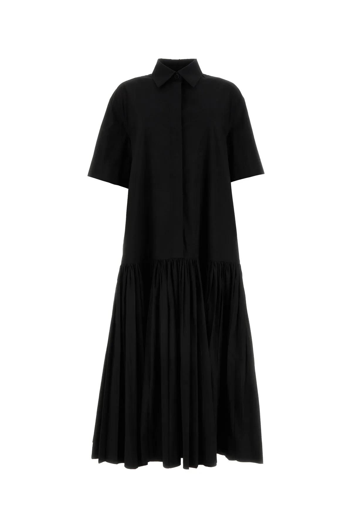JIL SANDER BLACK POPLIN SHIRT DRESS