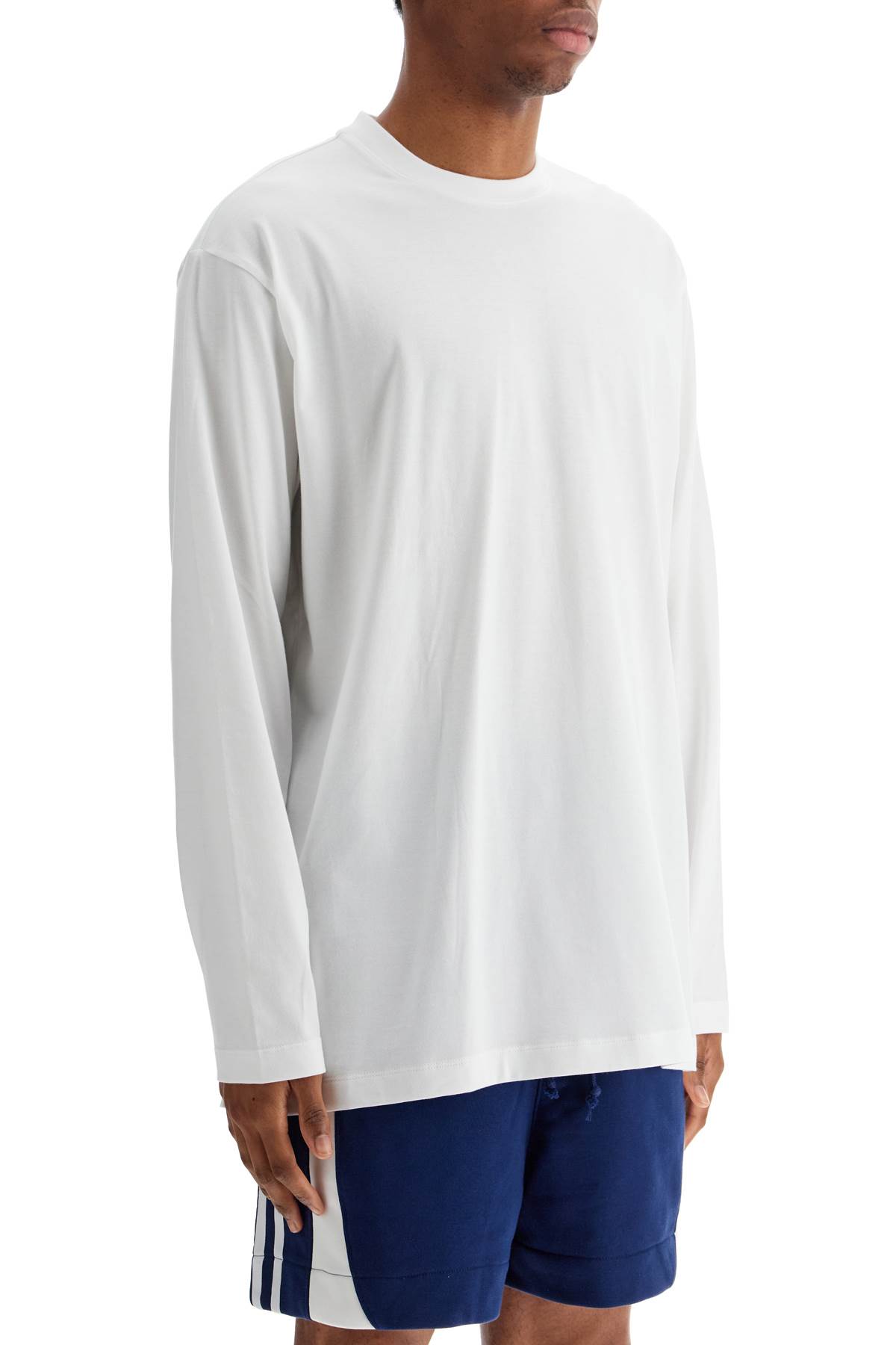 Y-3 Graphic Print Crew Neck Long Sleeve T-shirt In White