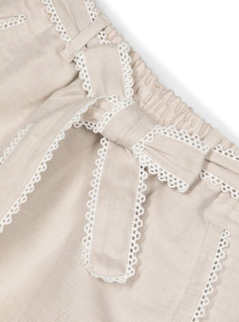 Shop Chloé Beige Bermuda Shorts With Bow-detail In Linen Blend Girl In White