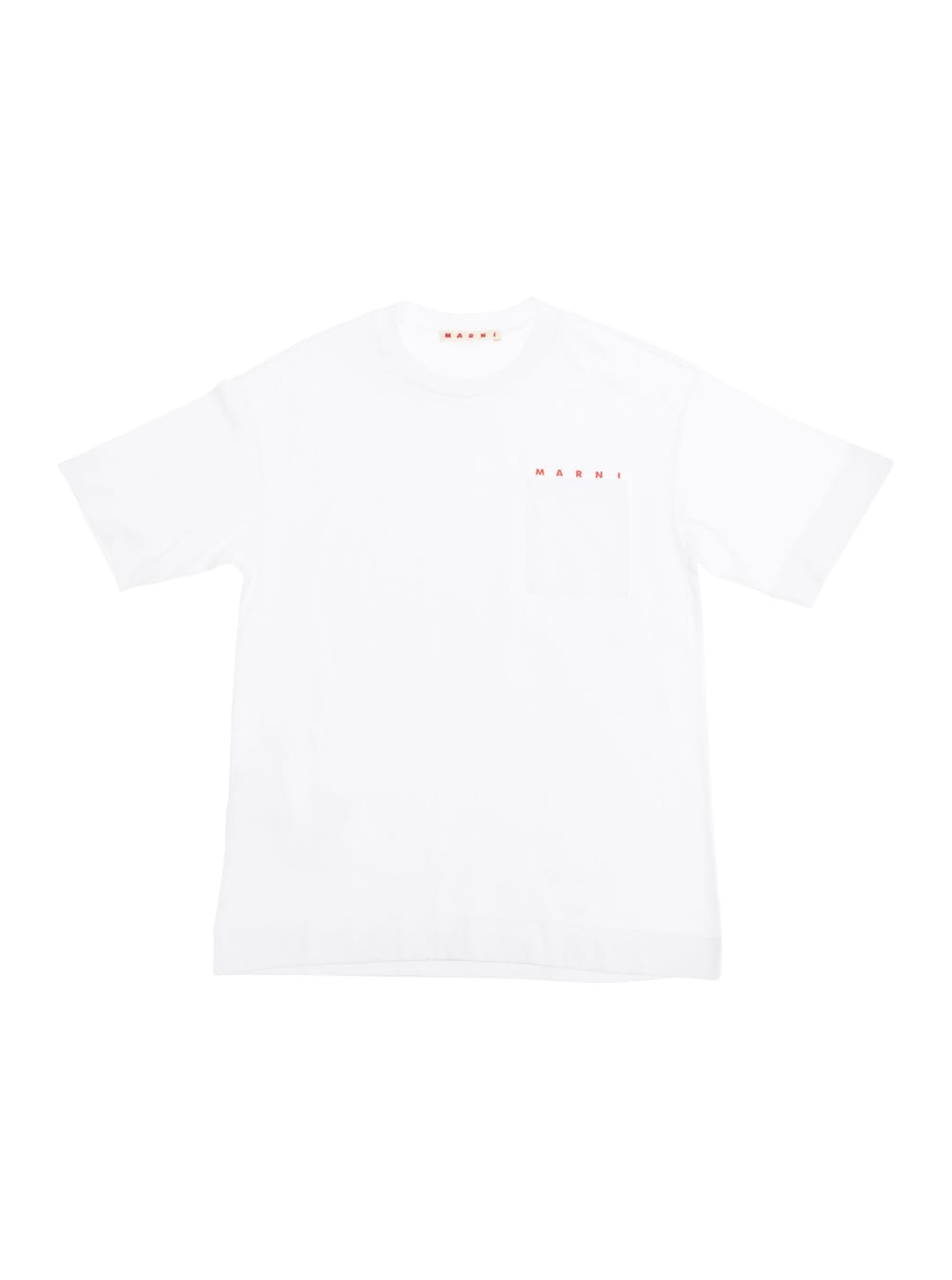 Marni White Crewneck T-shirt With Logo Lettering On The Front In Cotton Boy In White