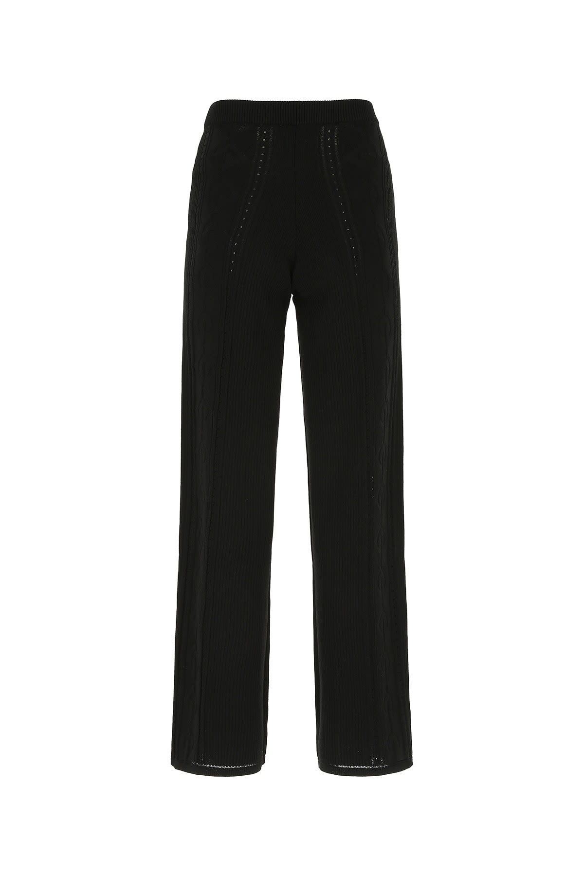 Marine Serre Black Viscose Blend Lunar-pointelle Culotte Pant In 00