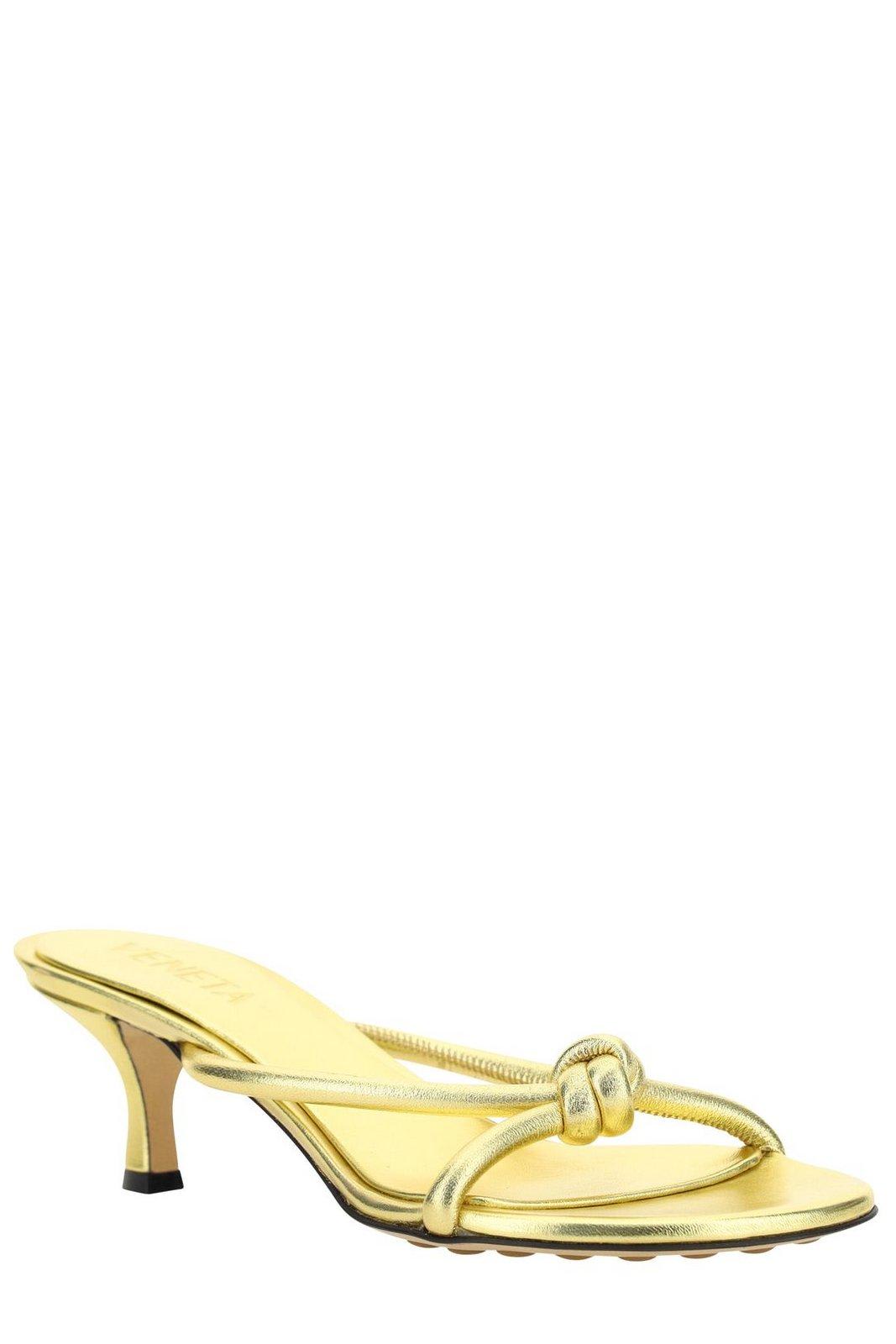 Shop Bottega Veneta Slip-on Heeled Sandals In Golden