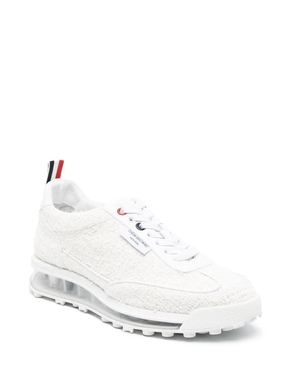 Shop Thom Browne Tech Tweed Sneakers In White