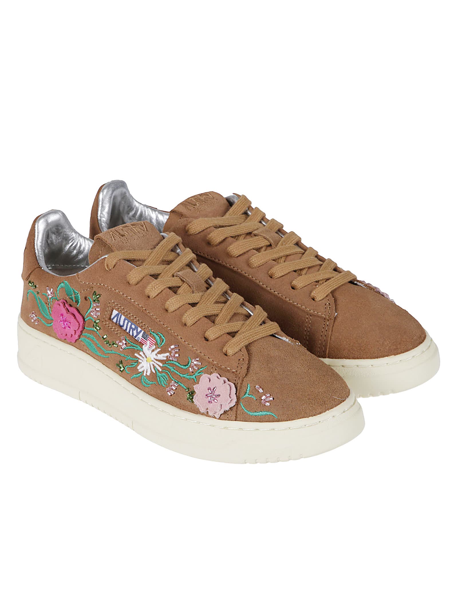 Autry Dallas Low Sneakers With Embroidered Floral Details In Multi